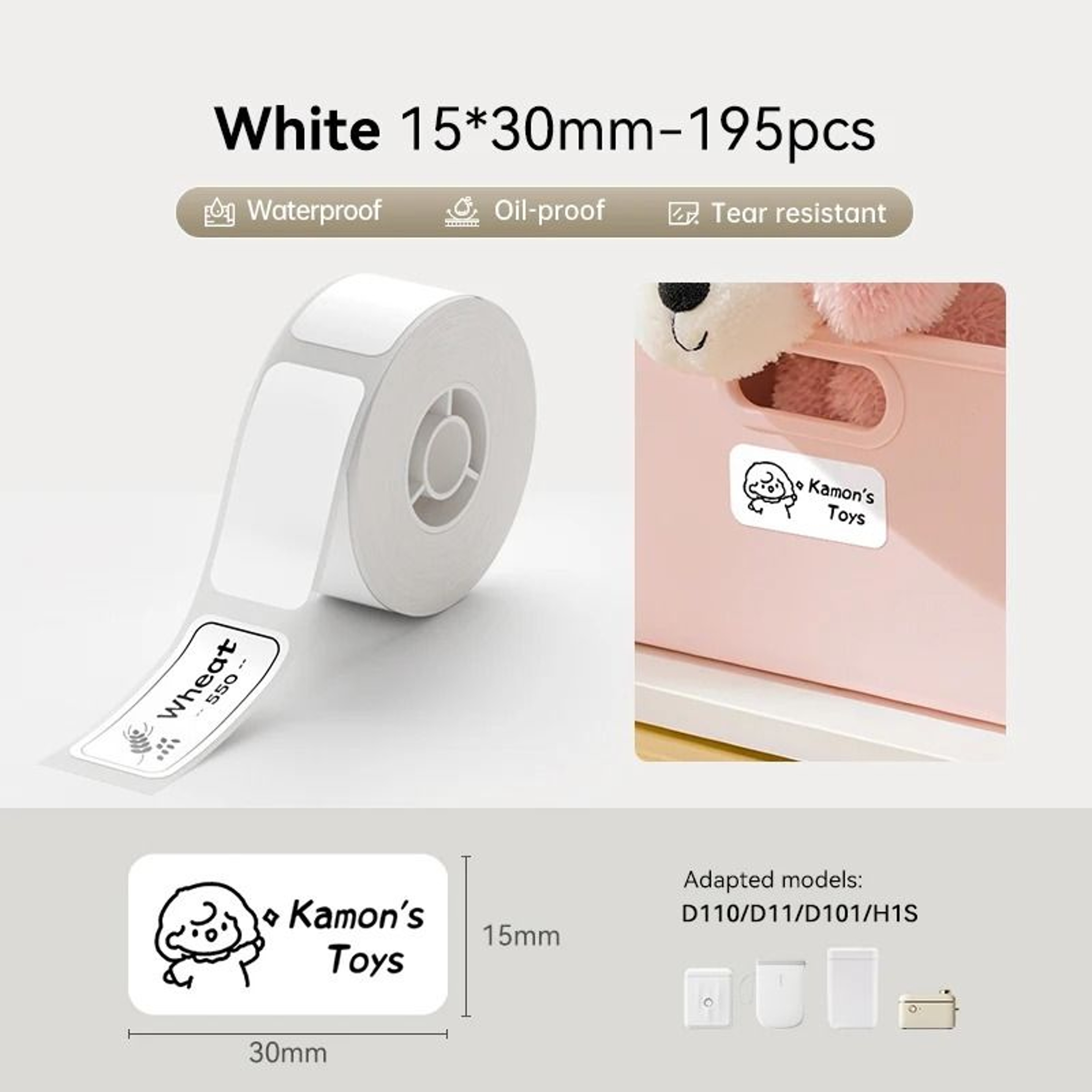 NIIMBOT Waterproof SelfAdhesive White Thermal Label Roll For D110 D11  H1S Printers 8