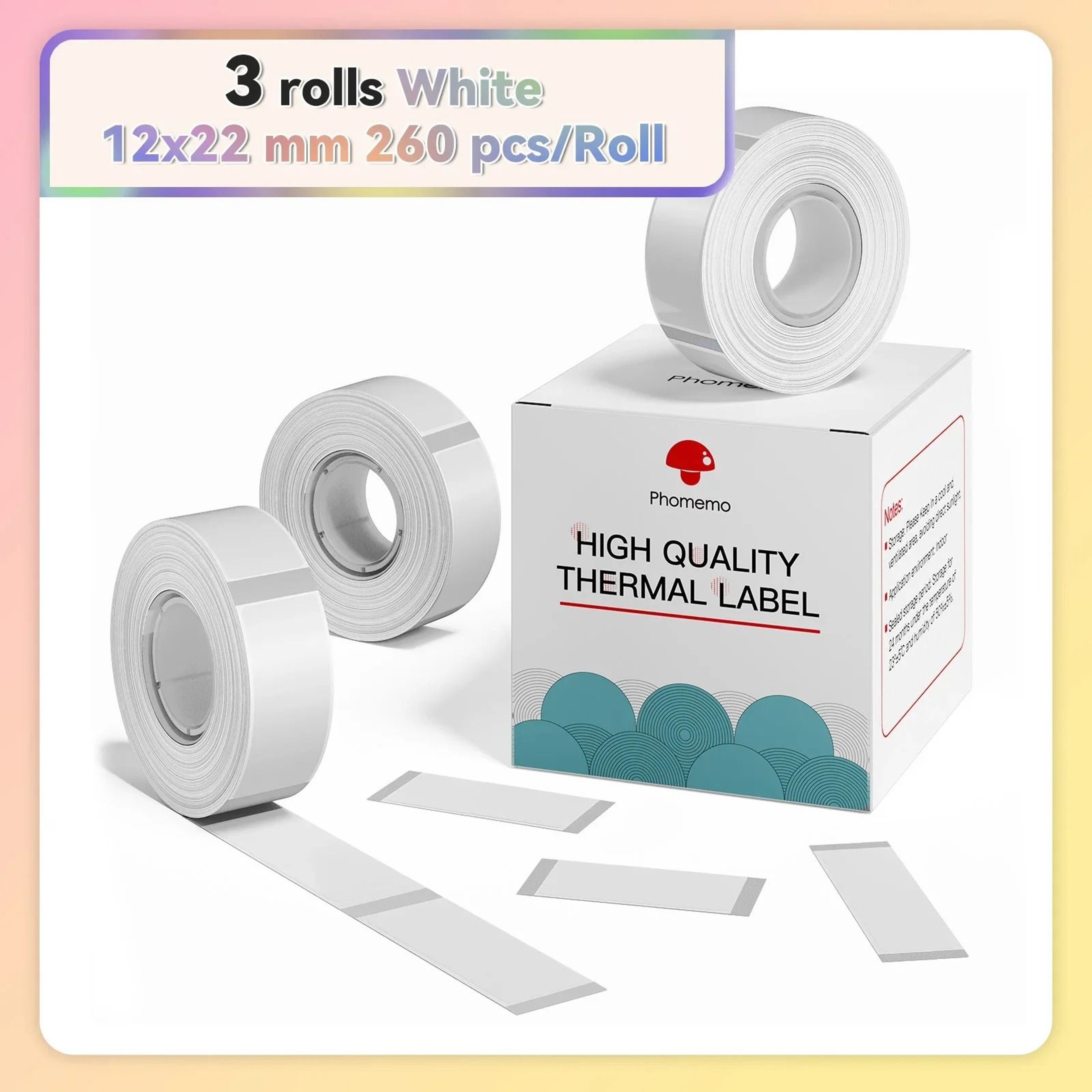 Phomemo 3 Rolls Waterproof White Thermal Label Tape For Q30  D30 Mini Printers 10
