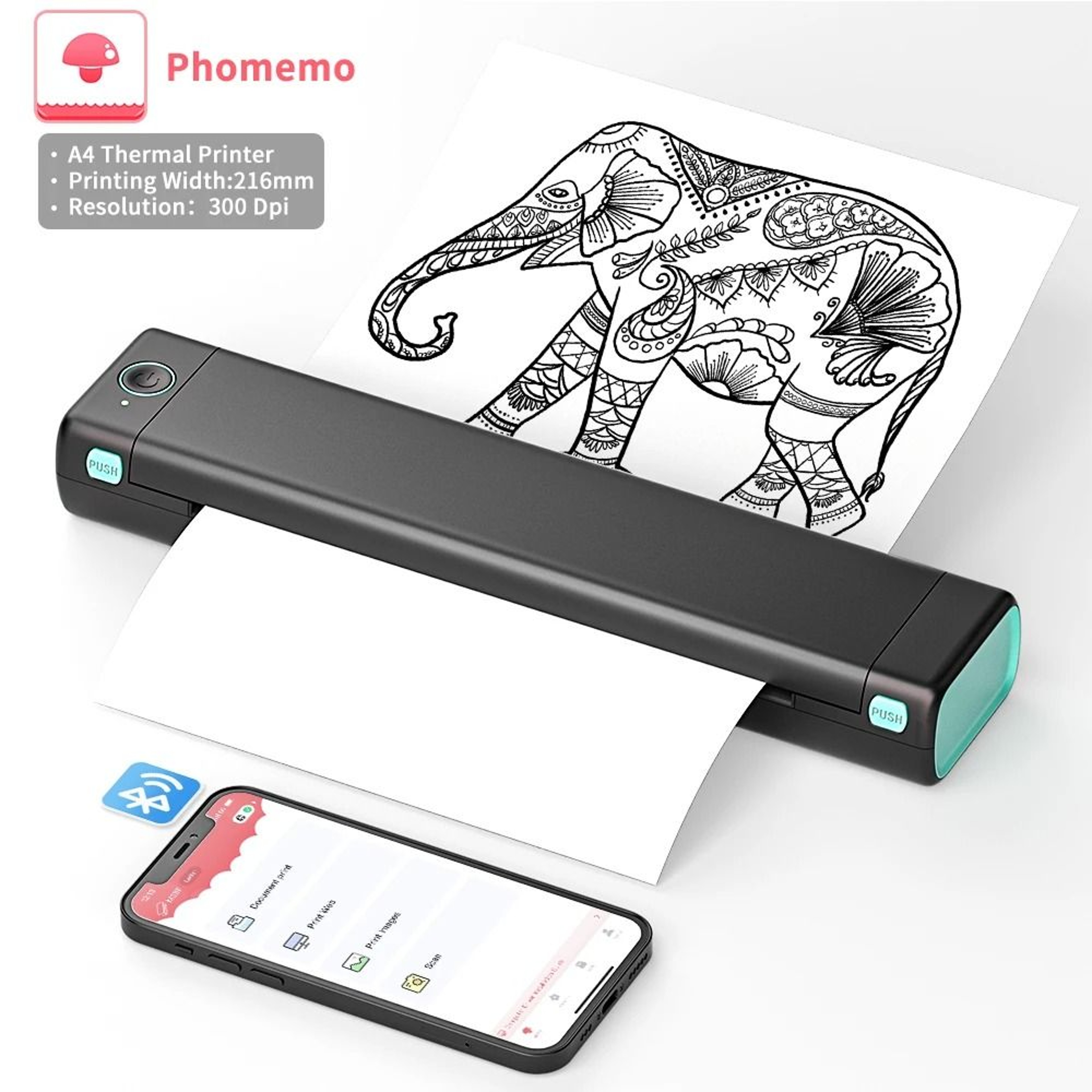 Phomemo M08F Wireless Portable A4 Thermal Travel Printer For Car  Office 0