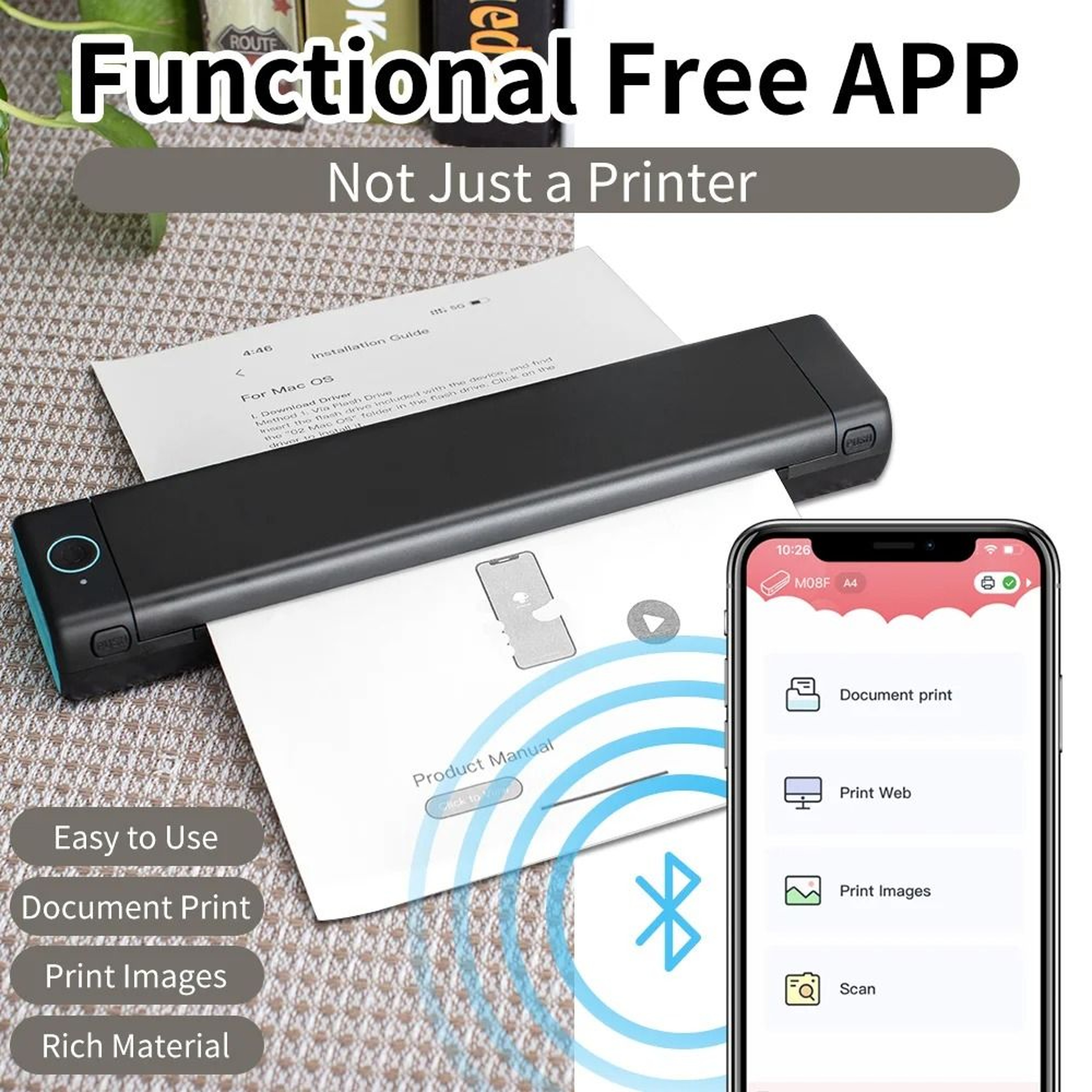 Phomemo M08F Wireless Portable A4 Thermal Travel Printer For Car  Office 3
