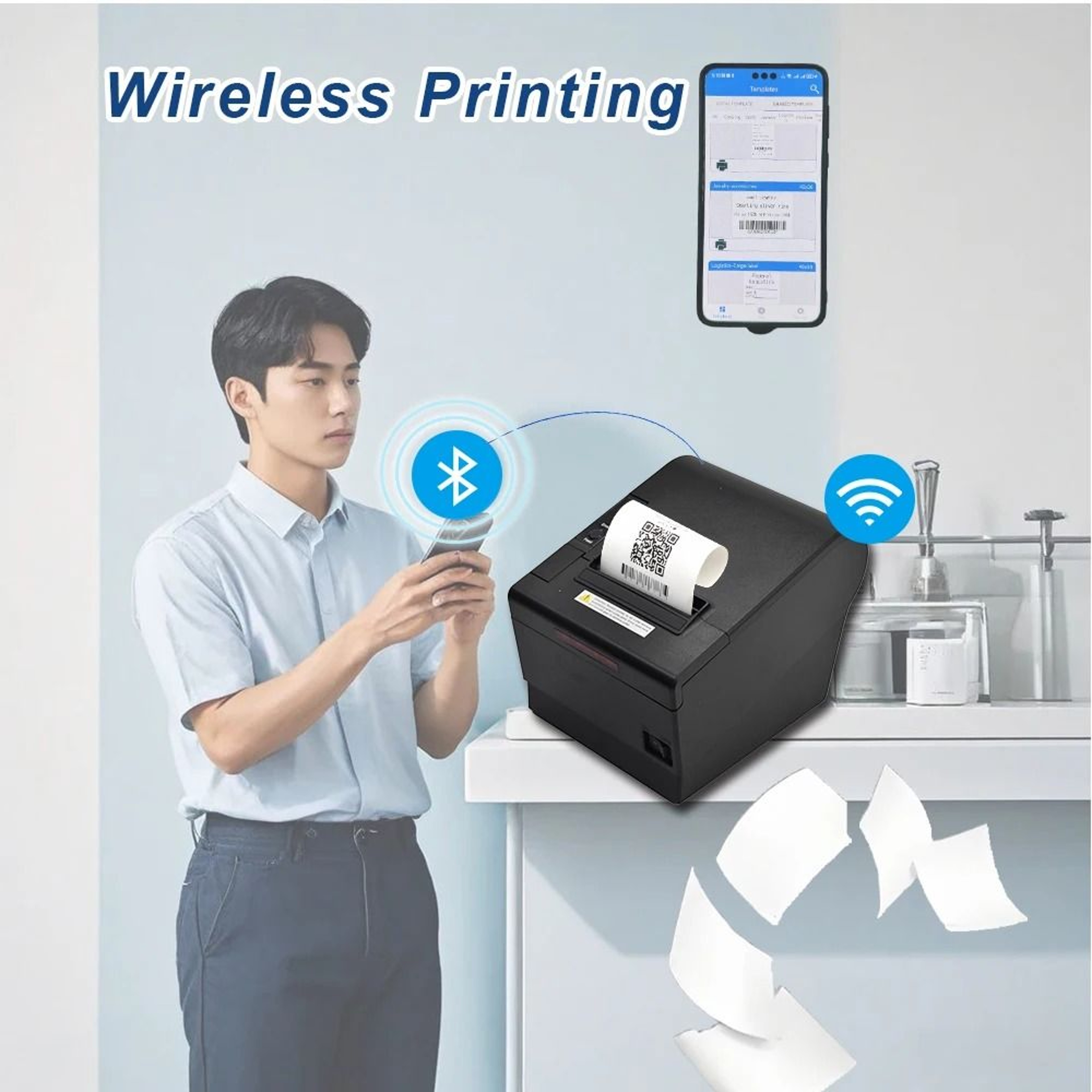 80mm Thermal POS Receipt Printer With Auto Cutter Bluetooth USB  WiFi Connectivity 3