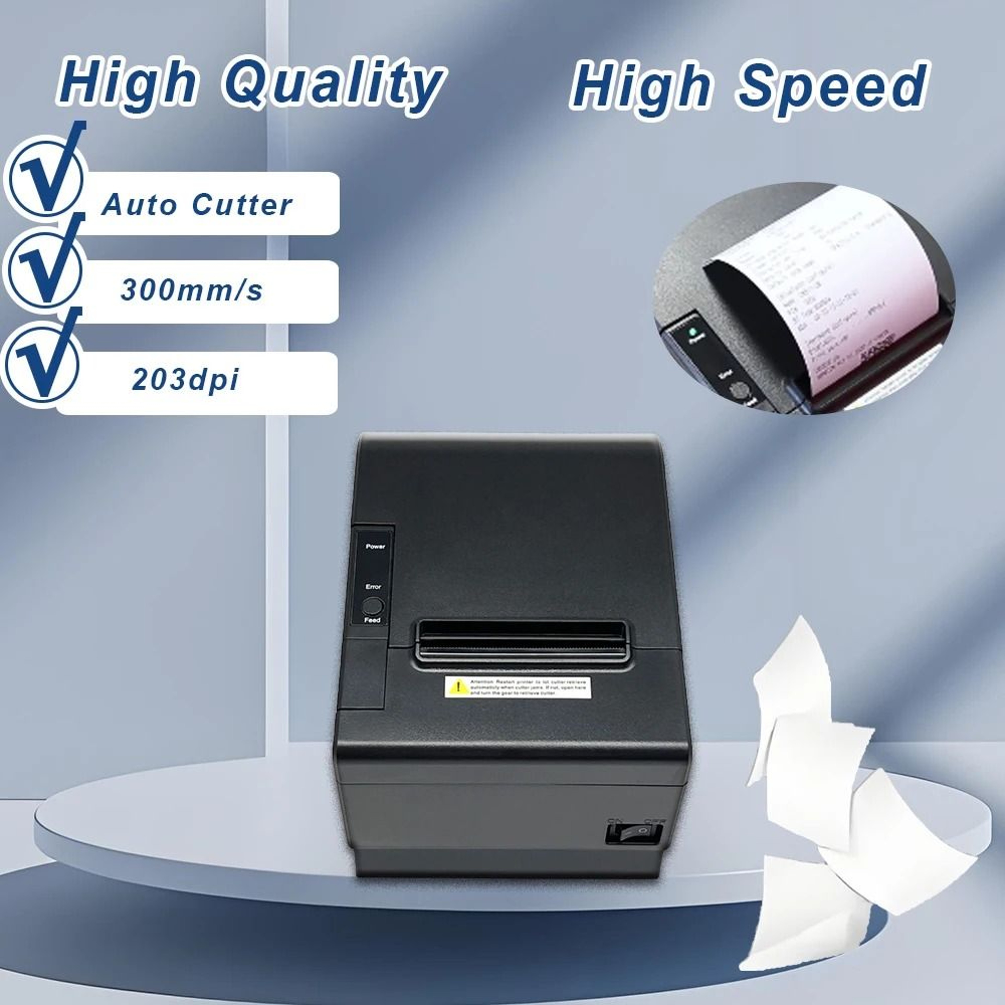 80mm Thermal POS Receipt Printer With Auto Cutter Bluetooth USB  WiFi Connectivity 1