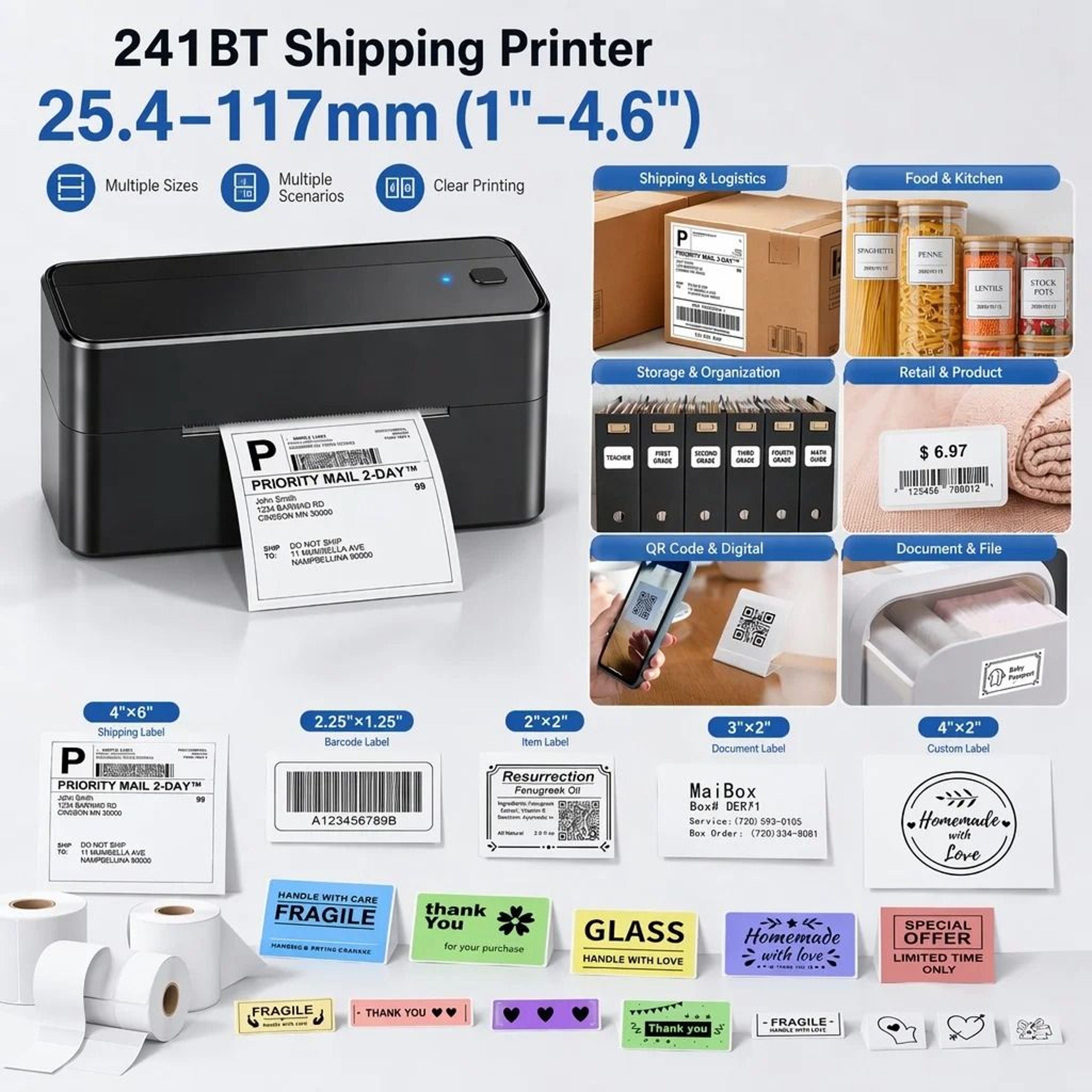Phomemo 241BT Wireless Bluetooth 4x6 Thermal Shipping Label Printer For Small Business  ECommerce 0