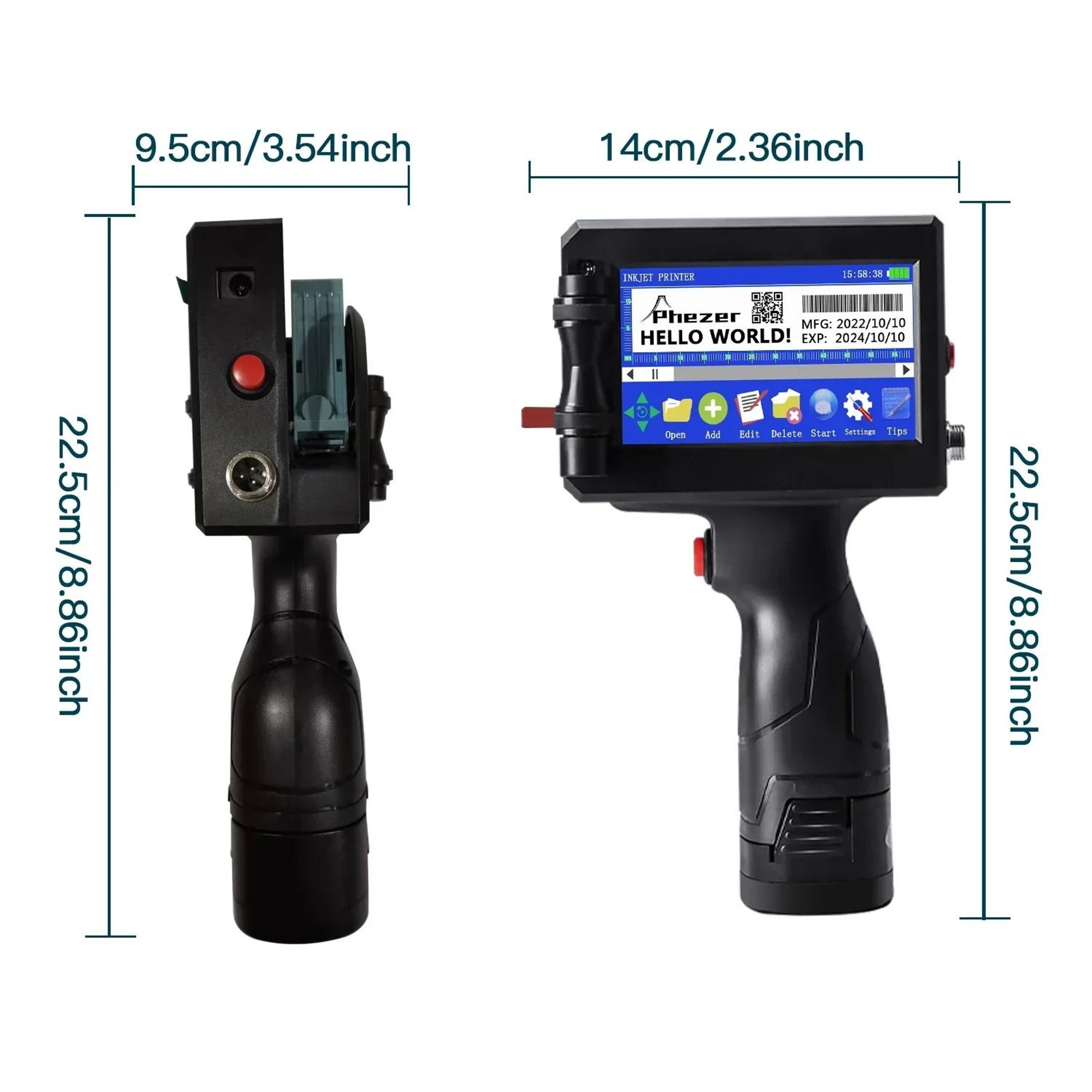 Phezer P15 Handheld Inkjet Printer 127mm For QR Code Barcode Expiry Date  Batch Number Marking 5