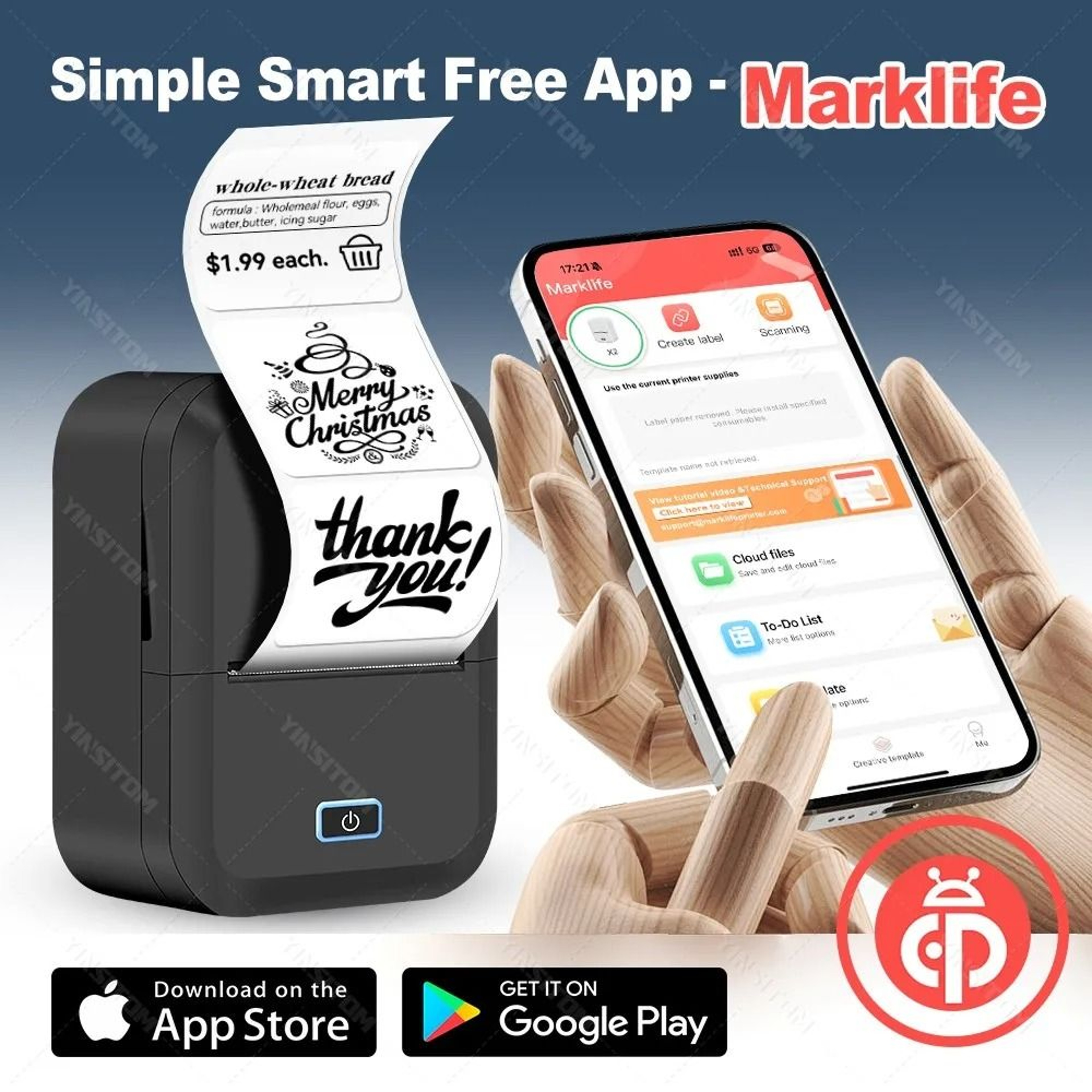 Marklife X2 Portable Wireless Bluetooth Thermal Label Printer 2050mm For Barcodes File Folders  Nam 2