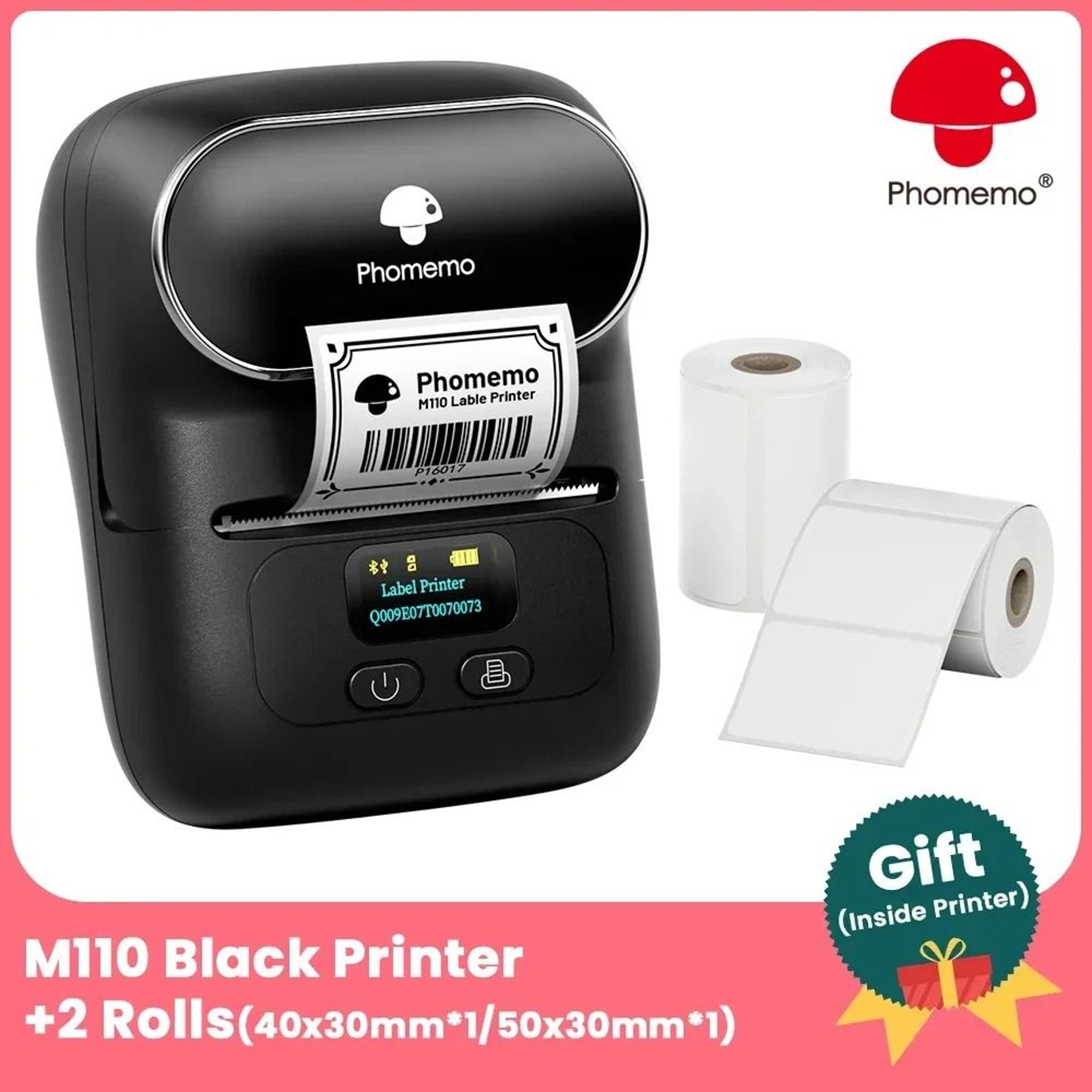 Phomemo M110 Portable Wireless Bluetooth Thermal Label Printer For Business Barcodes Cables  School 15