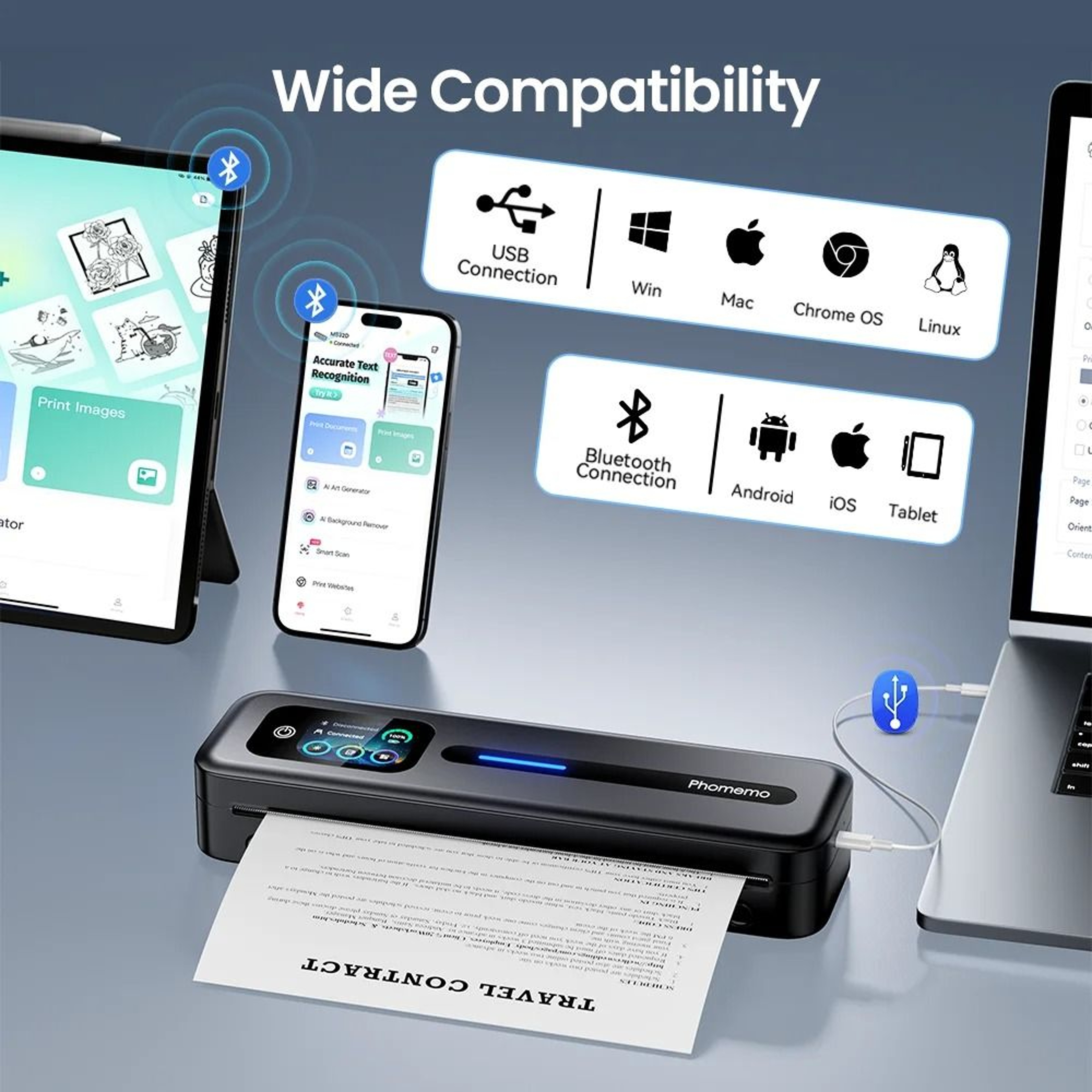 Phomemo M832D Touchscreen Portable A4 Thermal Printer With Wireless Bluetooth 2
