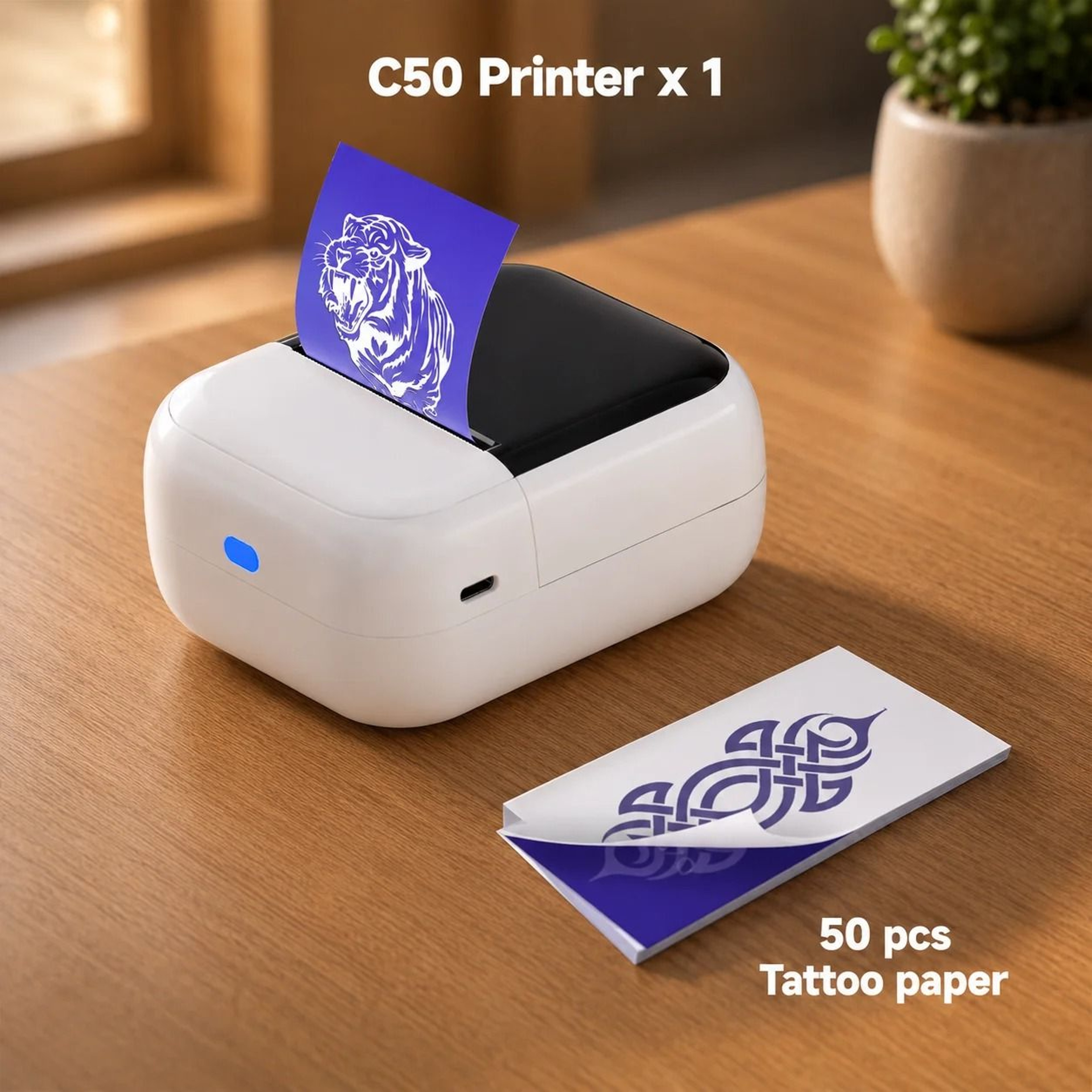 C50 Mini Tattoo Transfer Printer Portable Inkless 2Inch Stencil Machine For Phone IPad  PC 7