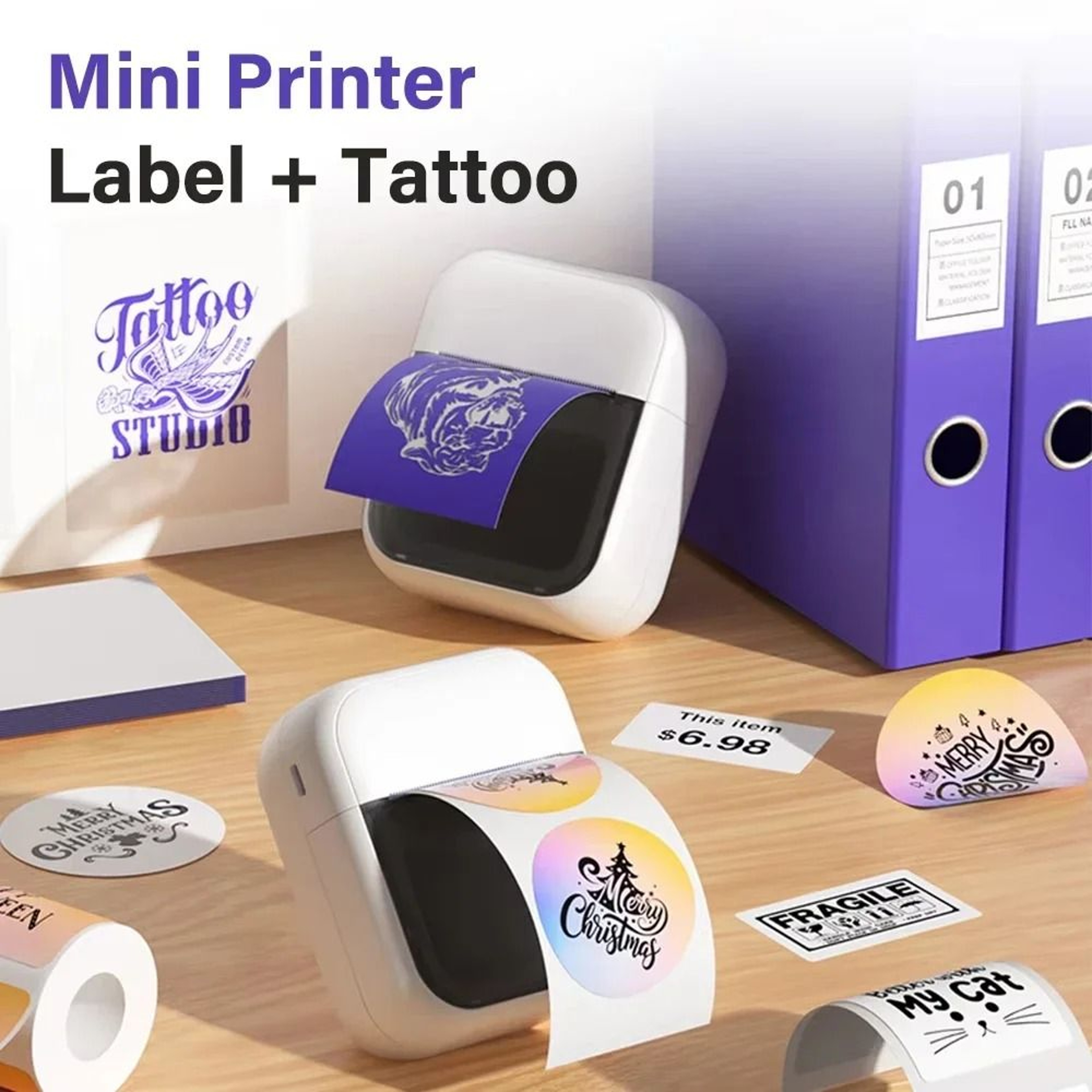 C50 Mini Tattoo Transfer Printer Portable Inkless 2Inch Stencil Machine For Phone IPad  PC 1