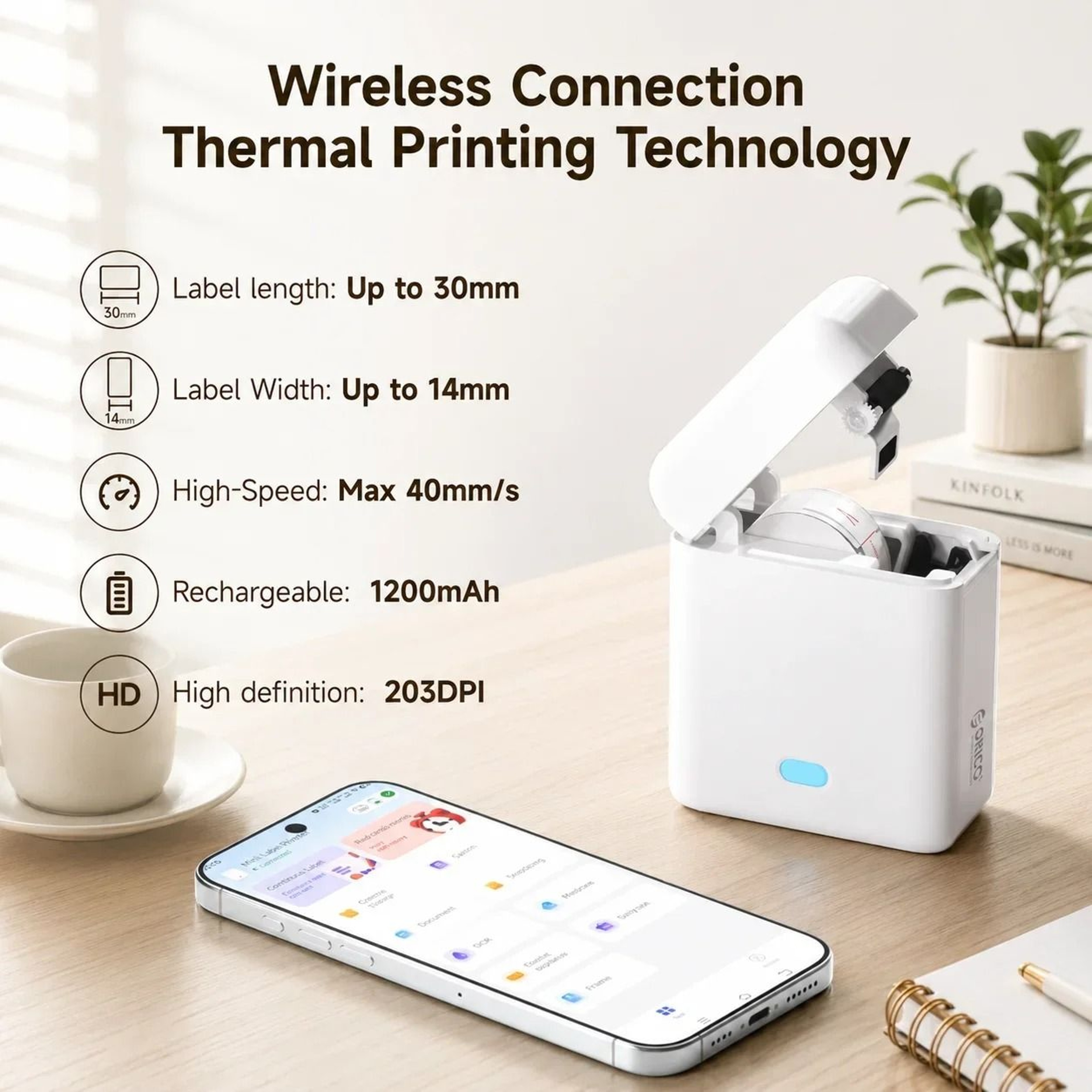 Mini InkFree Wireless Bluetooth Portable Thermal Label Printer  SelfAdhesive Sticker Maker 3