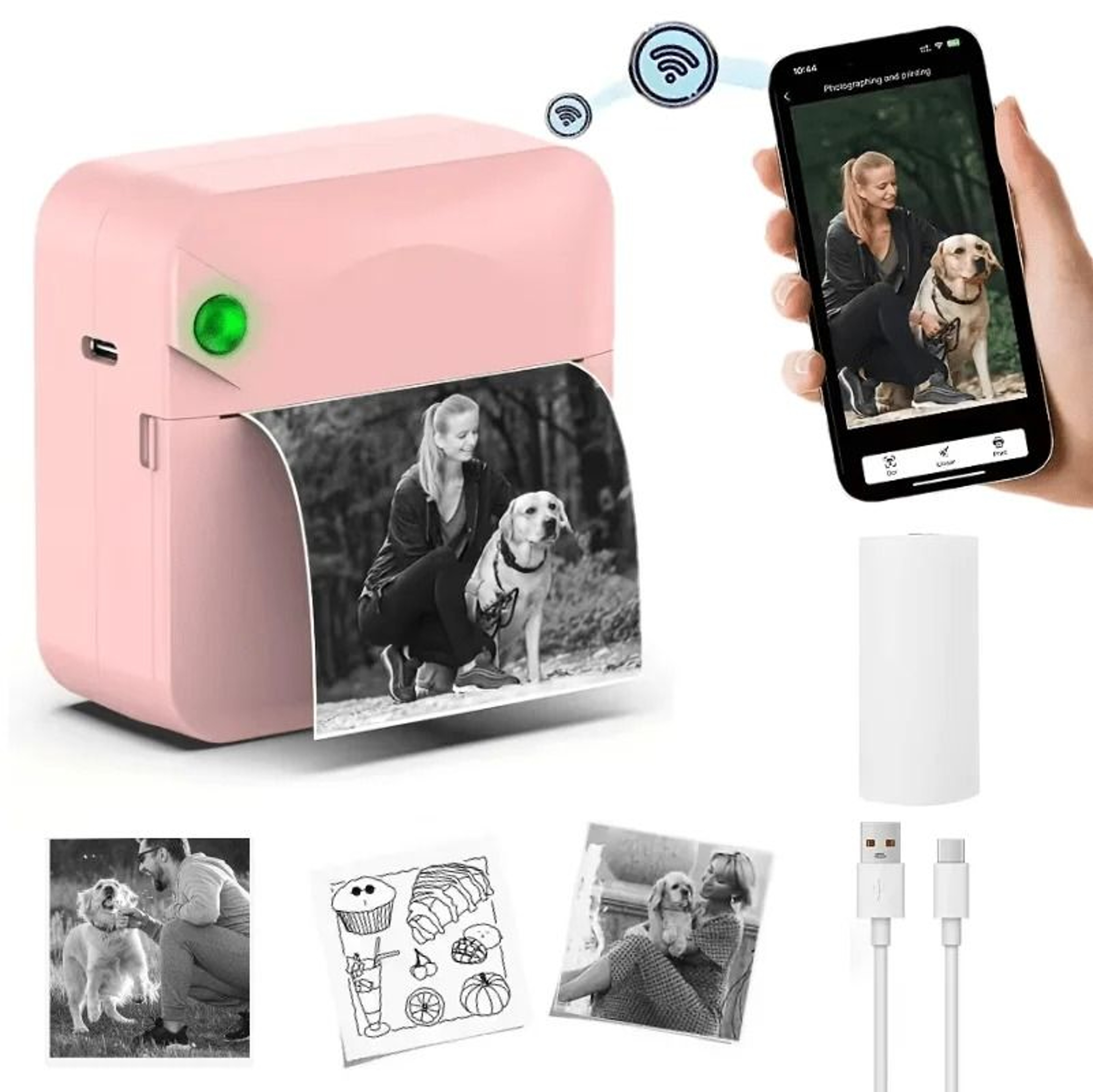 Wireless Portable Mini Thermal Photo  Note Printer With Mobile App For Android  IPhone 9
