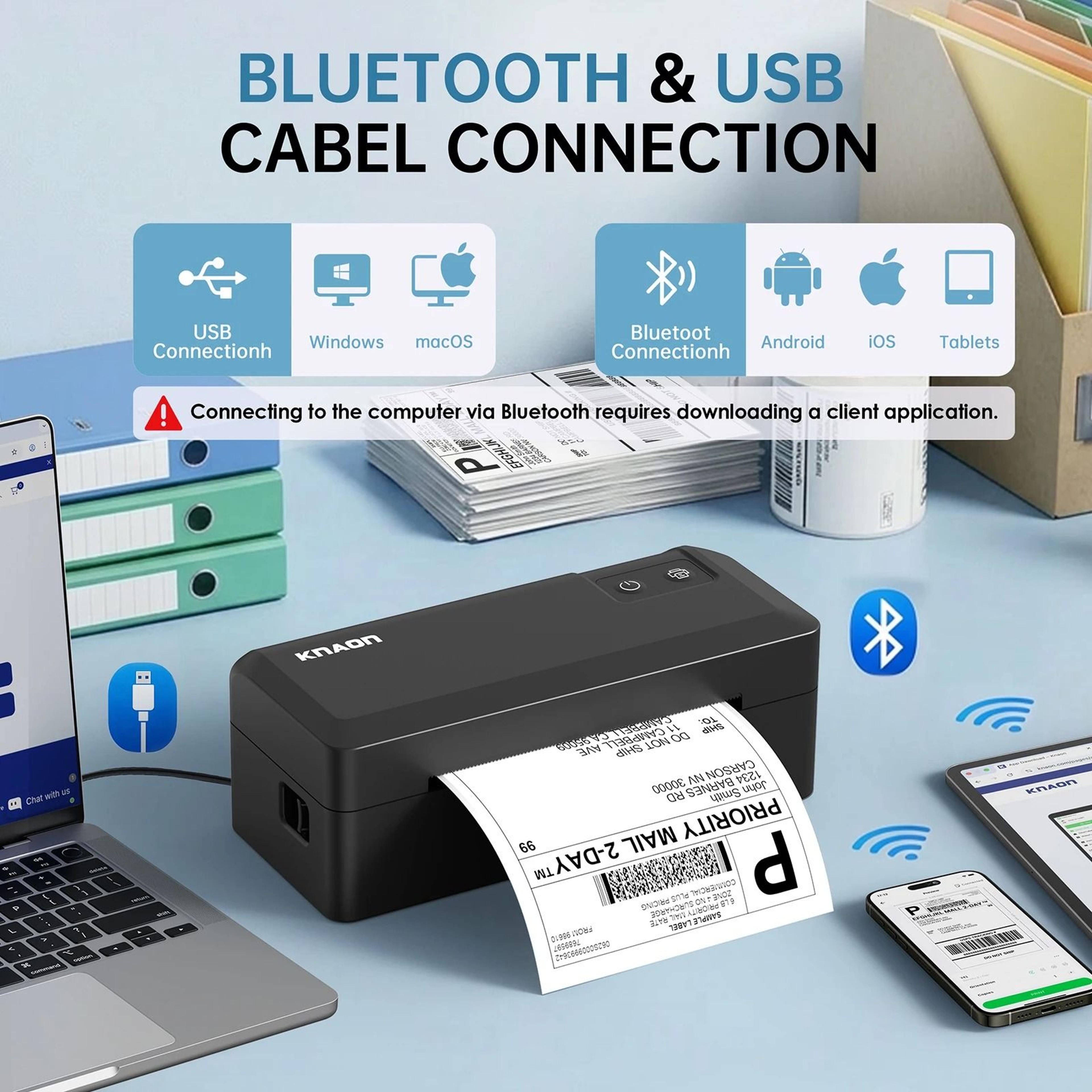 Wireless Bluetooth 4x6 Thermal Shipping Label Printer For IPhone Android Windows Mac  Chromebook 2