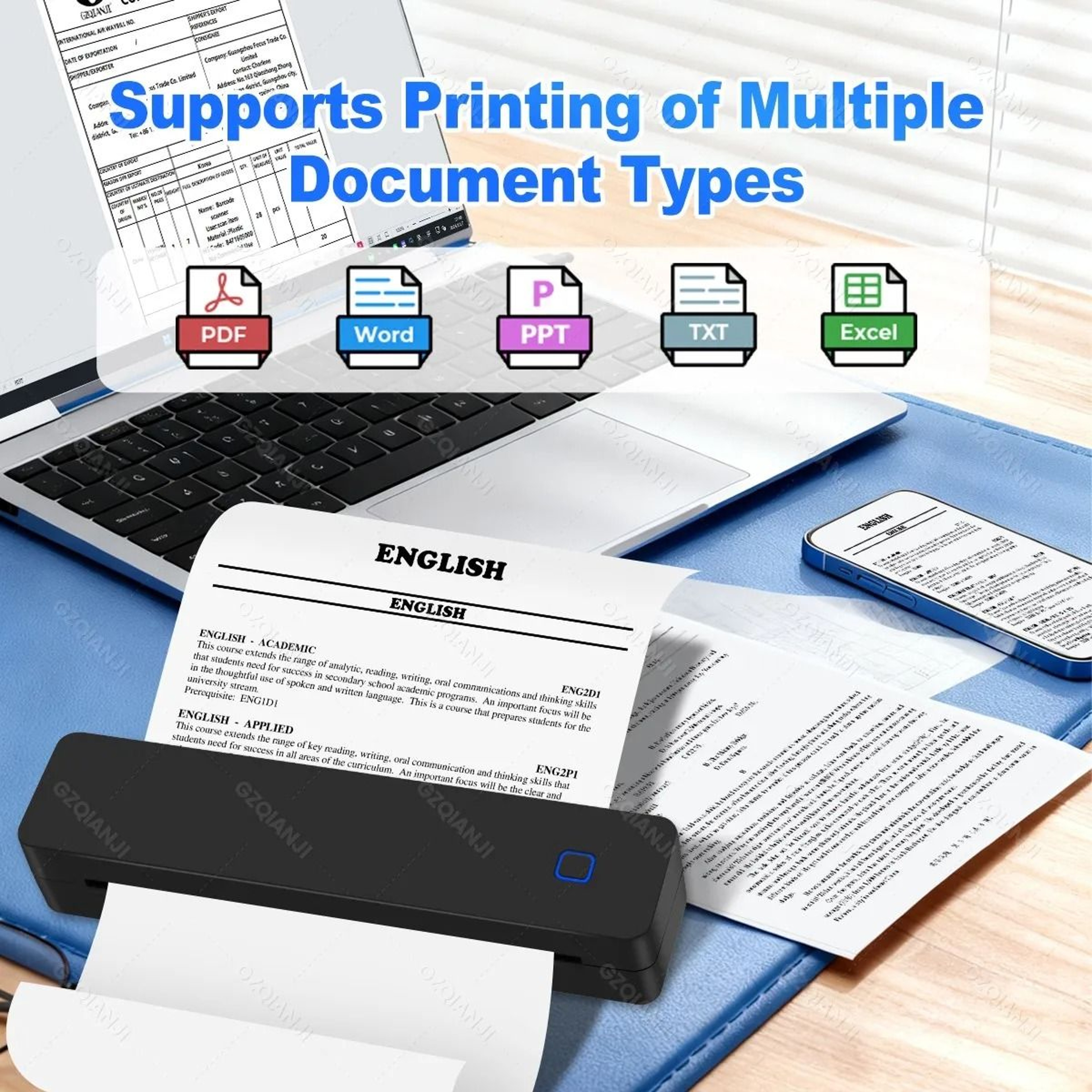 Mini Portable A4 Thermal Printer Wireless Bluetooth Mobile Document  Photo Printer For Office Home  4
