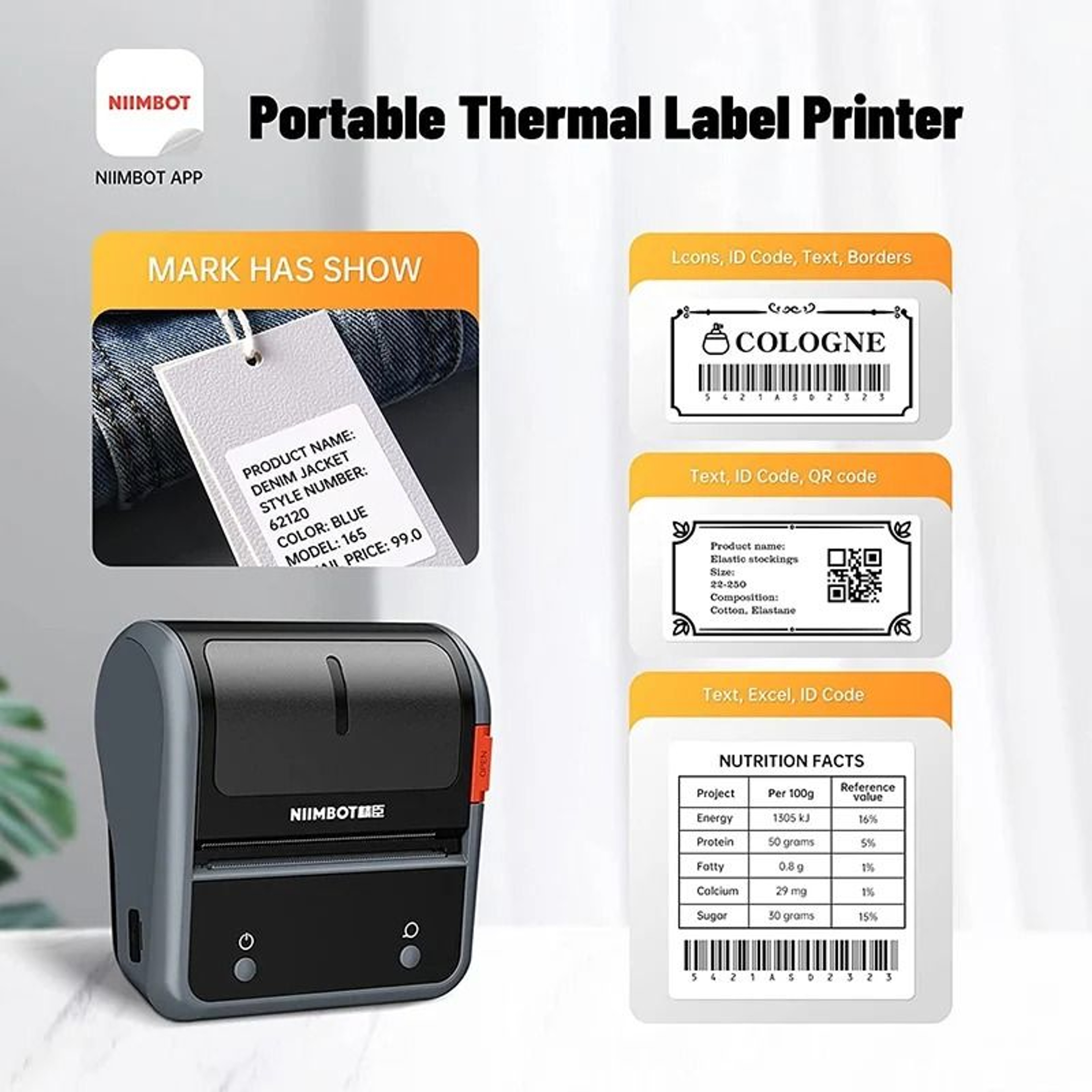 NIIMBOT B3S Commercial Barcode Thermal Label Printer Wireless Sticker Maker For Clothing  Jewelry 3