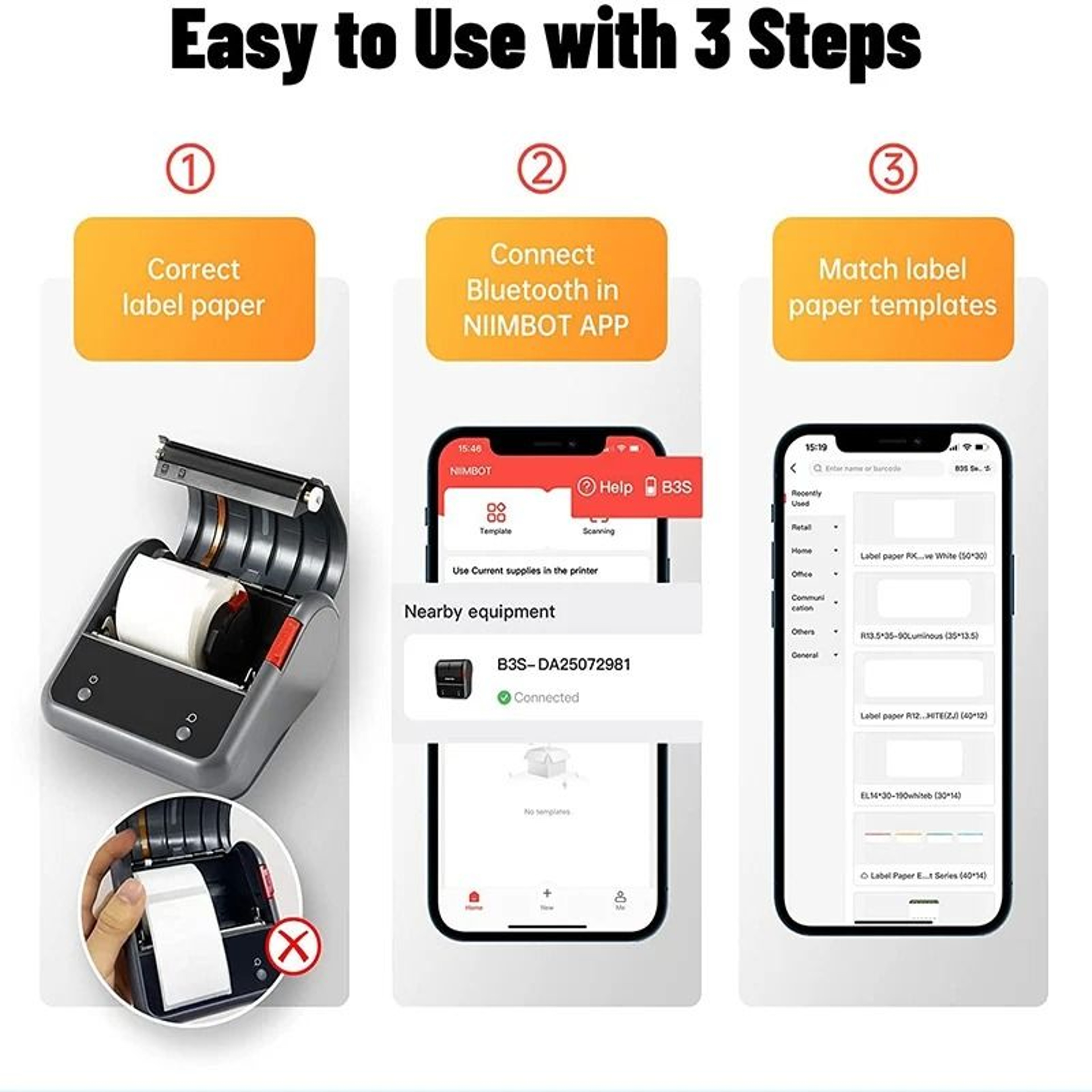 NIIMBOT B3S Commercial Barcode Thermal Label Printer Wireless Sticker Maker For Clothing  Jewelry 5
