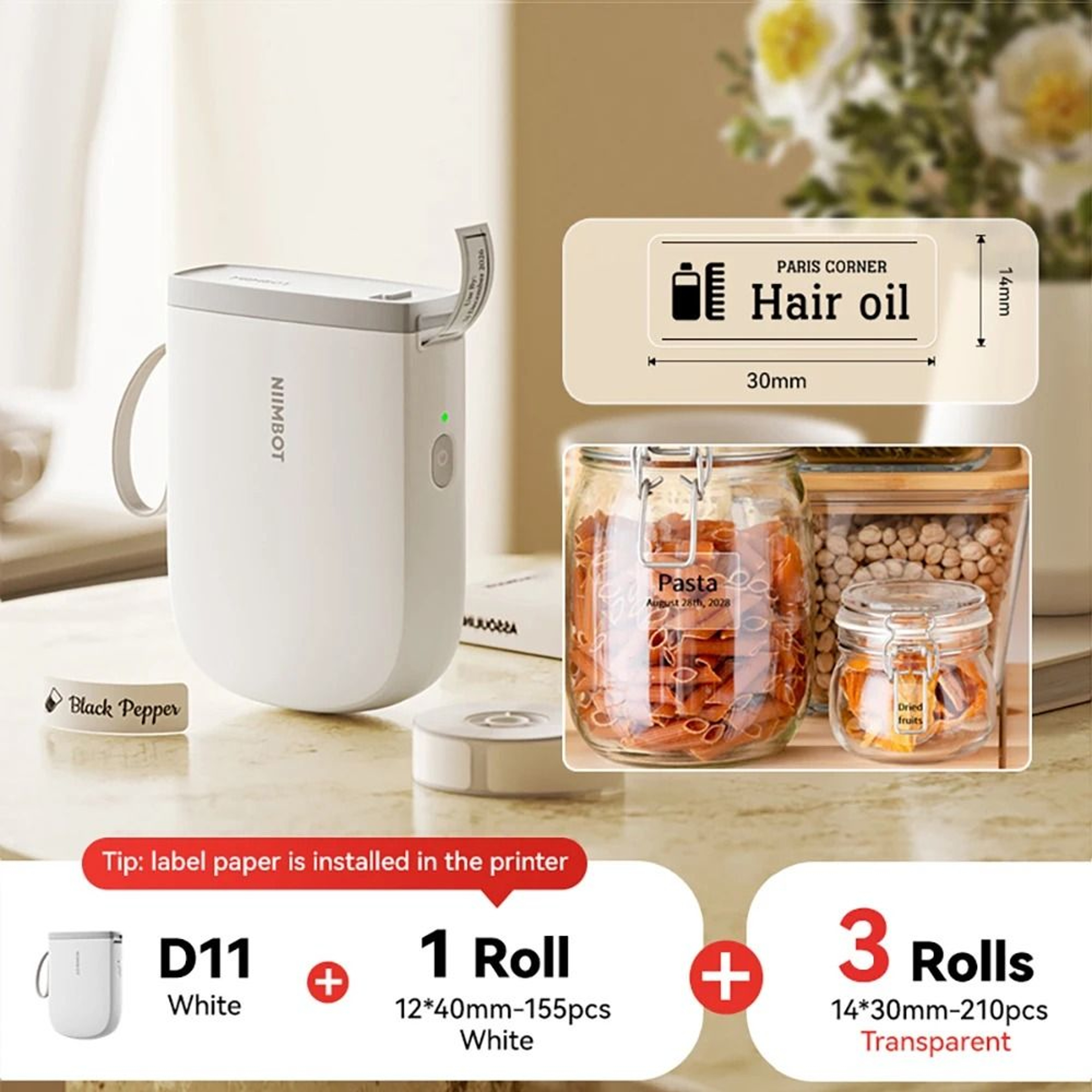 300DPI NIIMBOT D11 Mini Portable Thermal Label Printer Upgraded HighSpeed Adhesive Sticker Maker 10