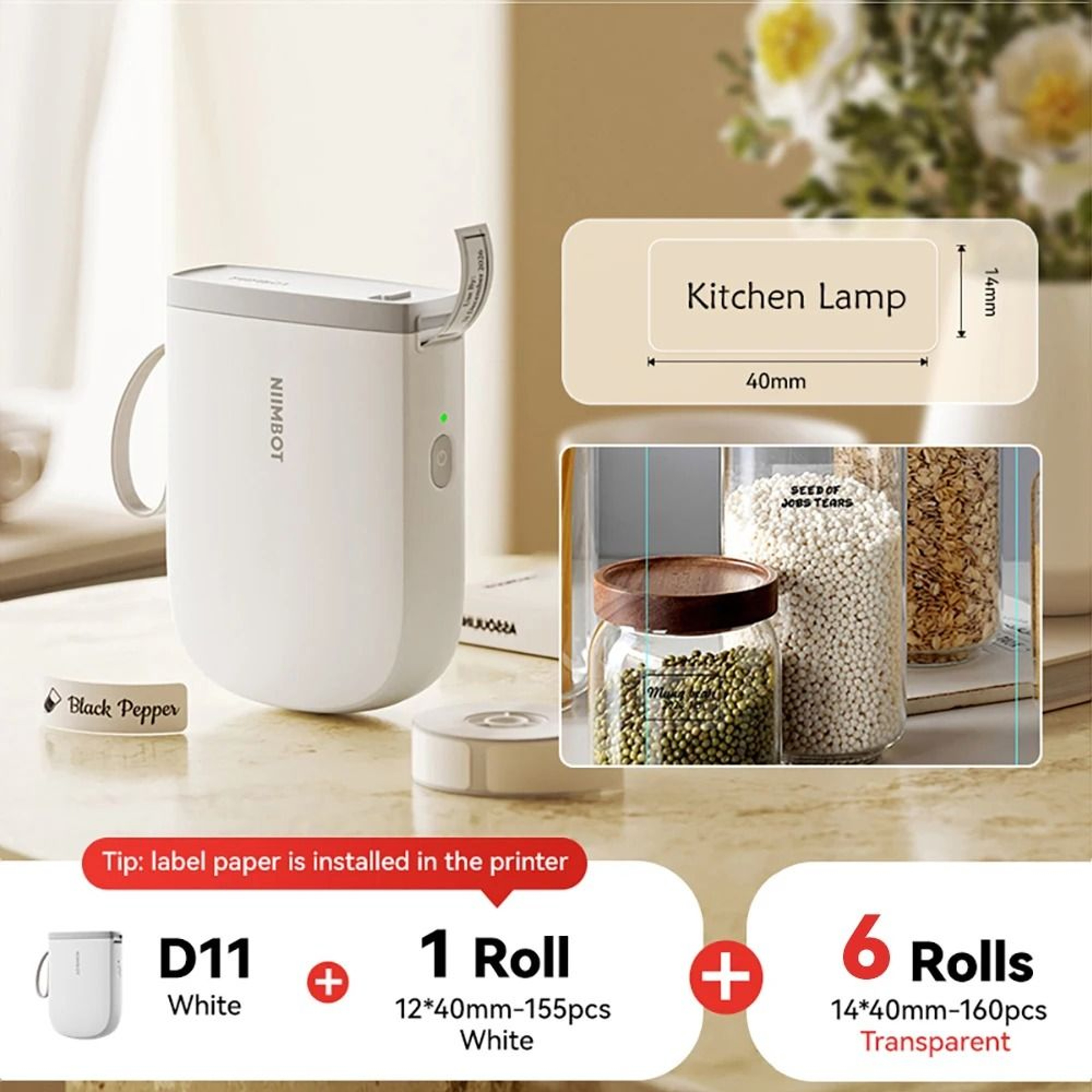 300DPI NIIMBOT D11 Mini Portable Thermal Label Printer Upgraded HighSpeed Adhesive Sticker Maker 15