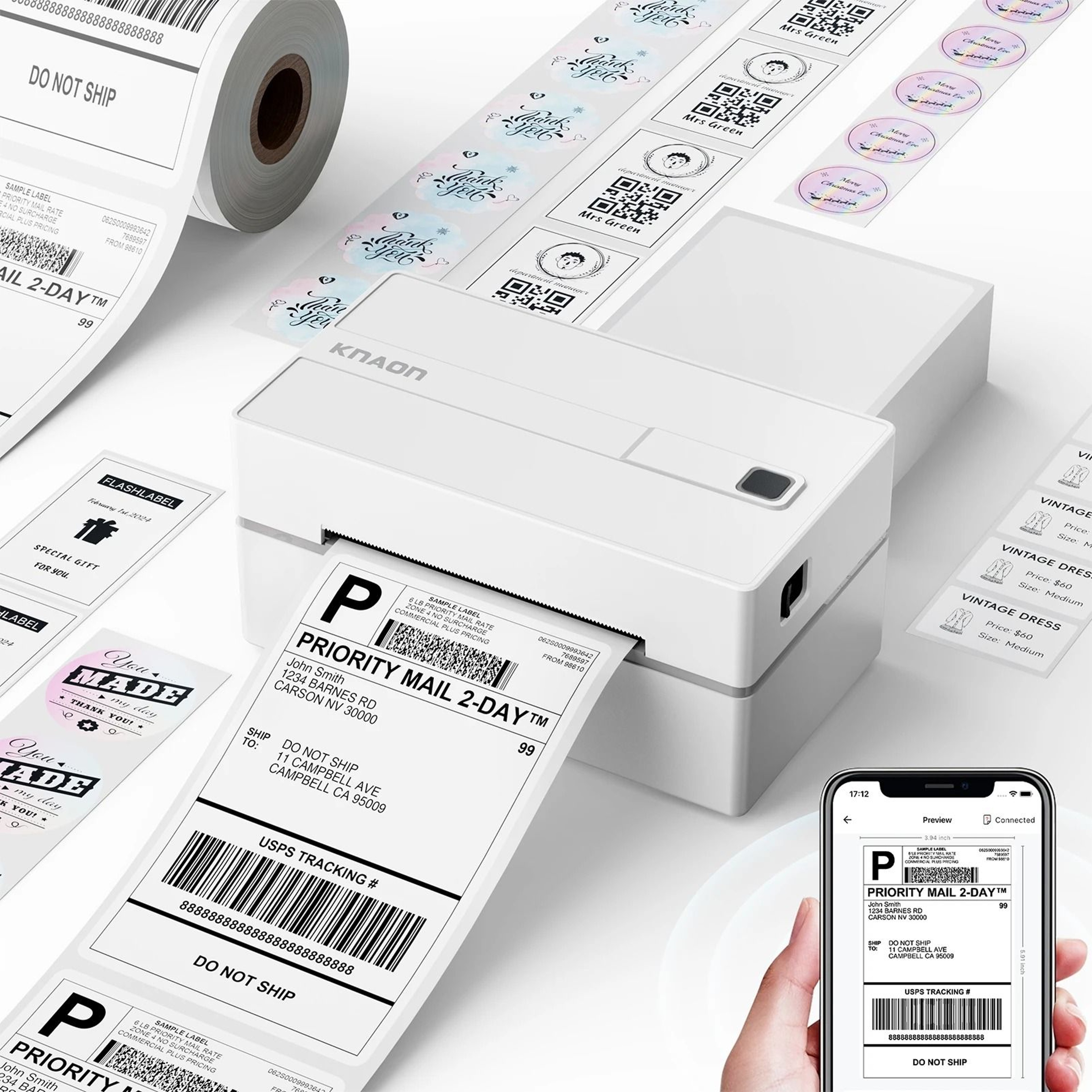 Wireless 4x6 Thermal Shipping Label Printer For IPhone Android  Windows Desktop Small Business Use 6