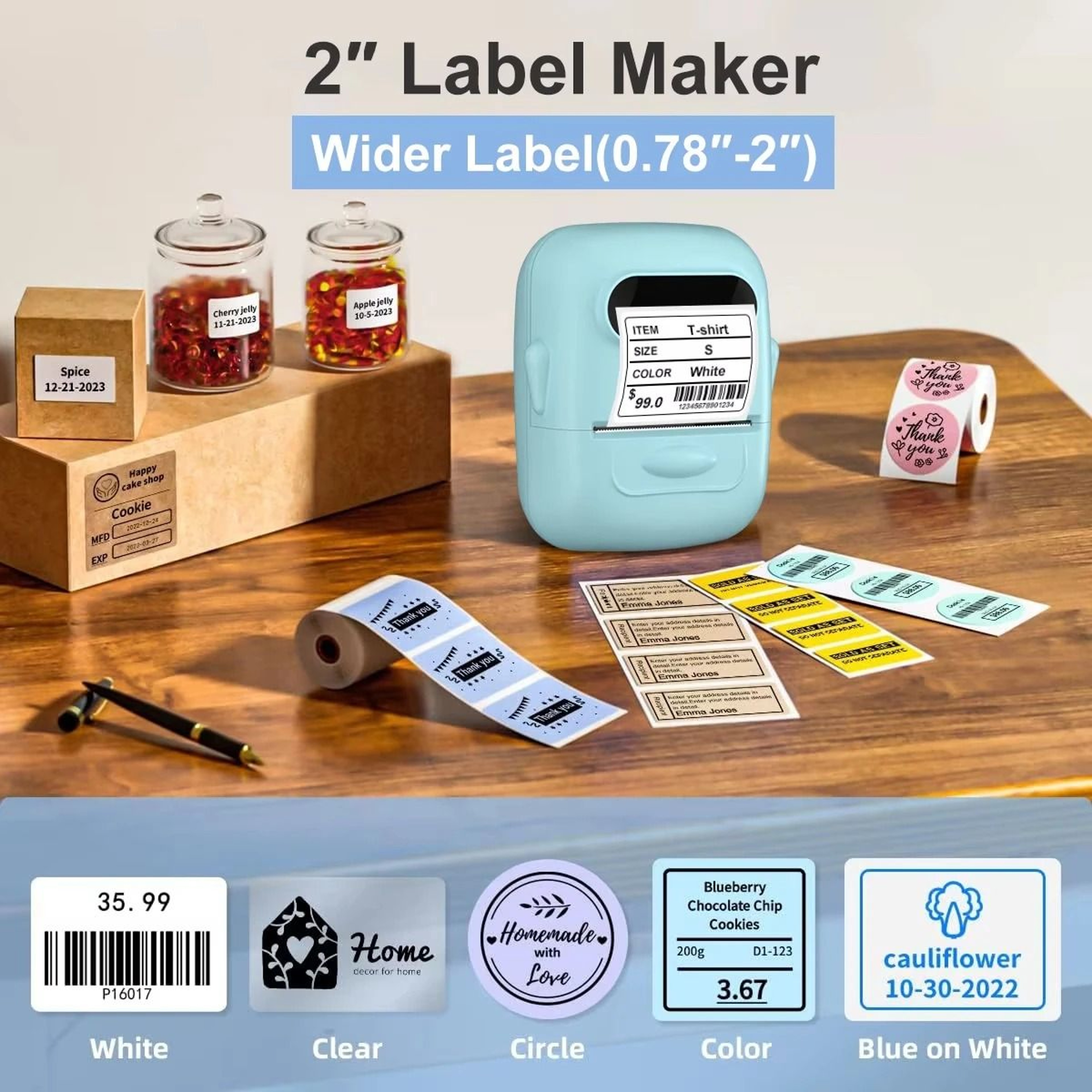 Marklife P50 Mini Bluetooth Thermal Label Printer 1250mm Portable Sticker Maker For Home  Business 3