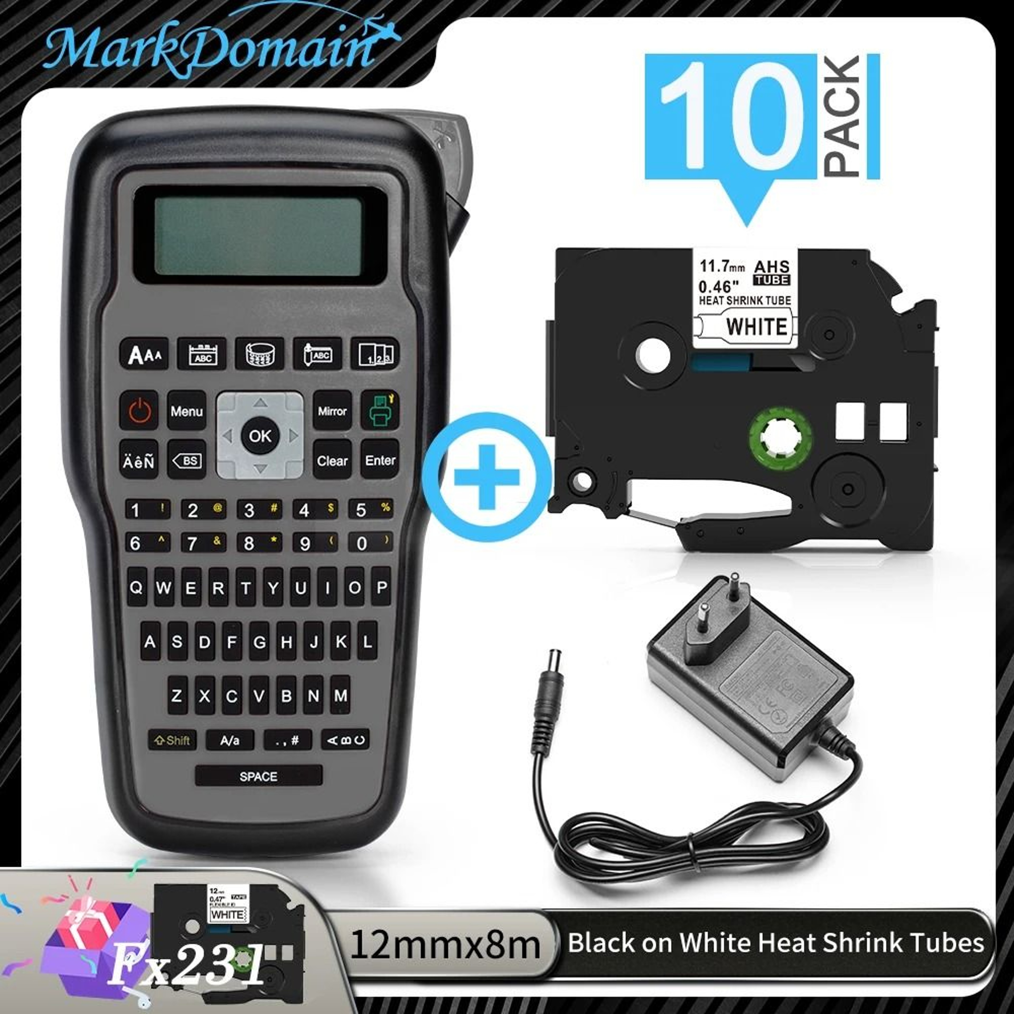 E1000 PRO Industrial Thermal Label Maker Printer For Heat Shrink Tubes  TZe Tapes With QWERTY Keybo 8