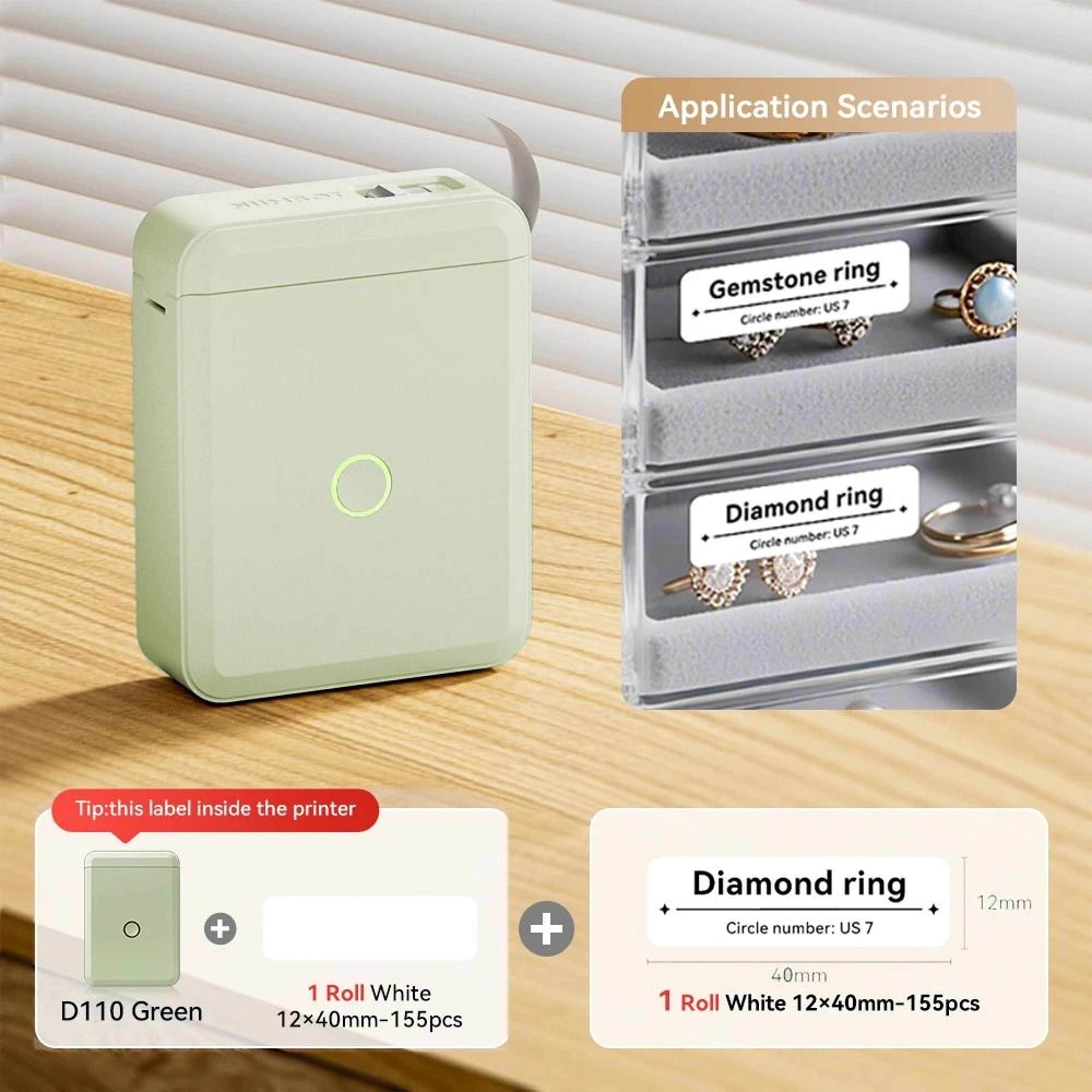 NIIMBOT D110 Mini Wireless Bluetooth Thermal Label Printer For Home Office Cables  Color Stickers 18