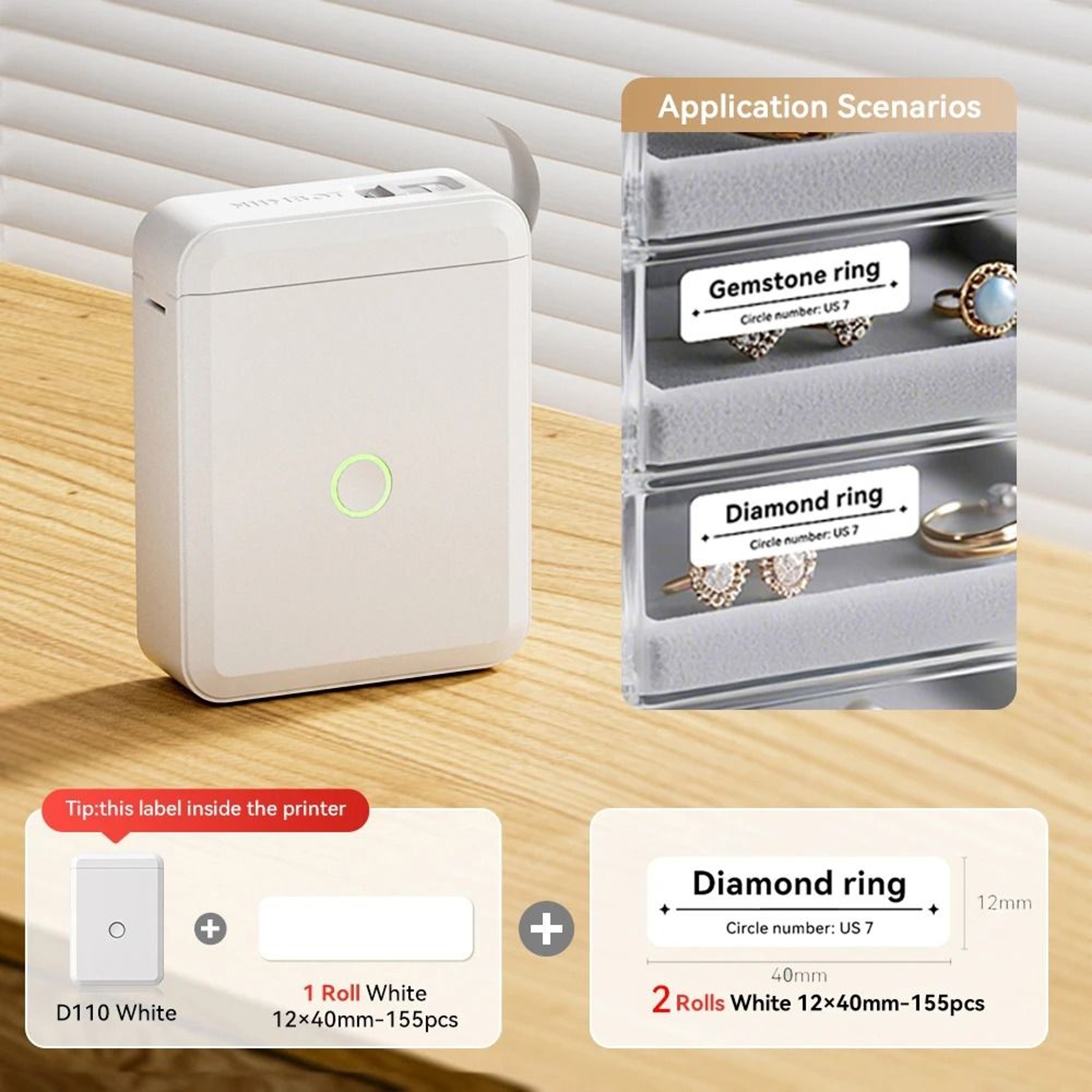 NIIMBOT D110 Mini Wireless Bluetooth Thermal Label Printer For Home Office Cables  Color Stickers 16