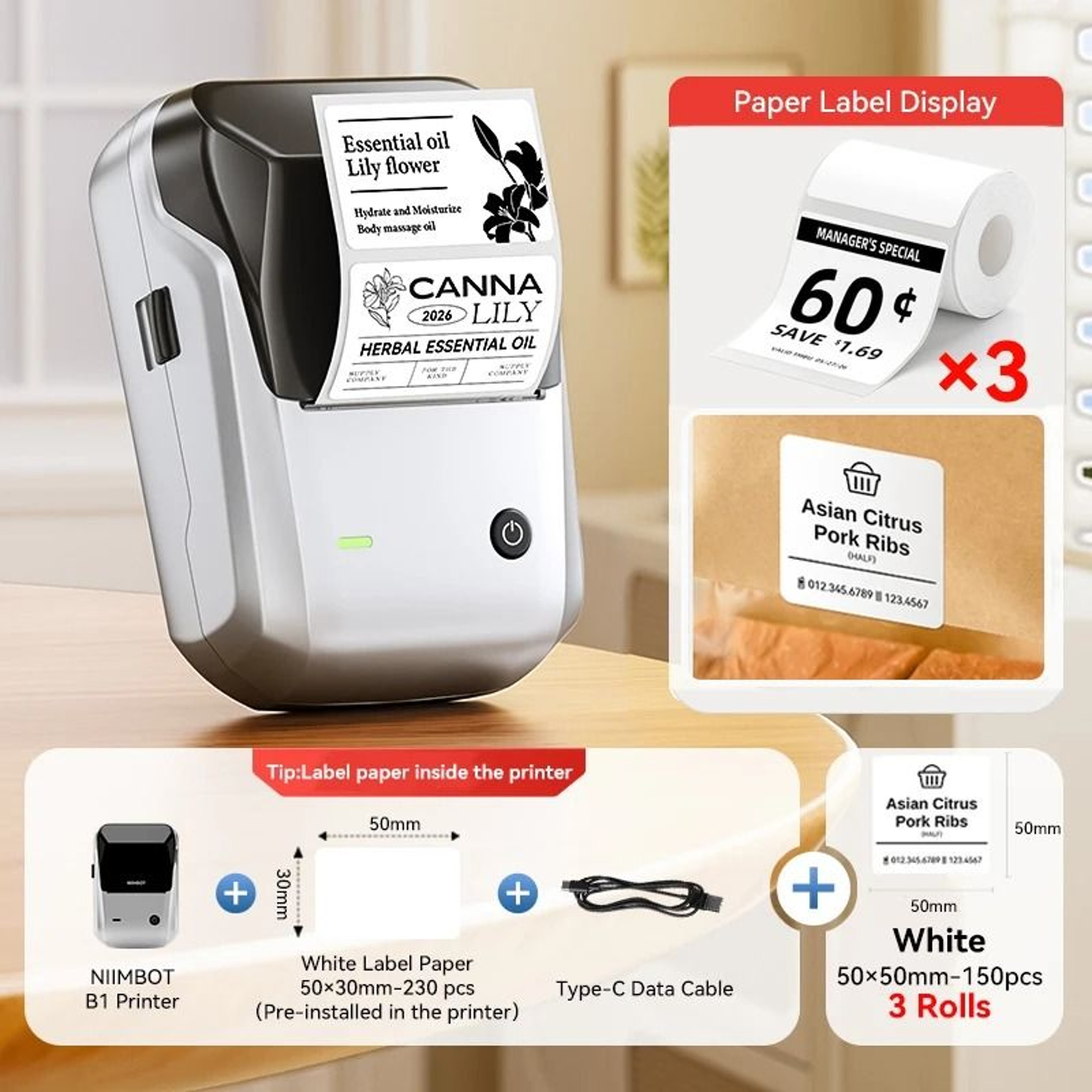 NIIMBOT B1 Wireless Thermal Label Printer 2050mm Inkless Price  Barcode Tag Machine For Small Busin 18