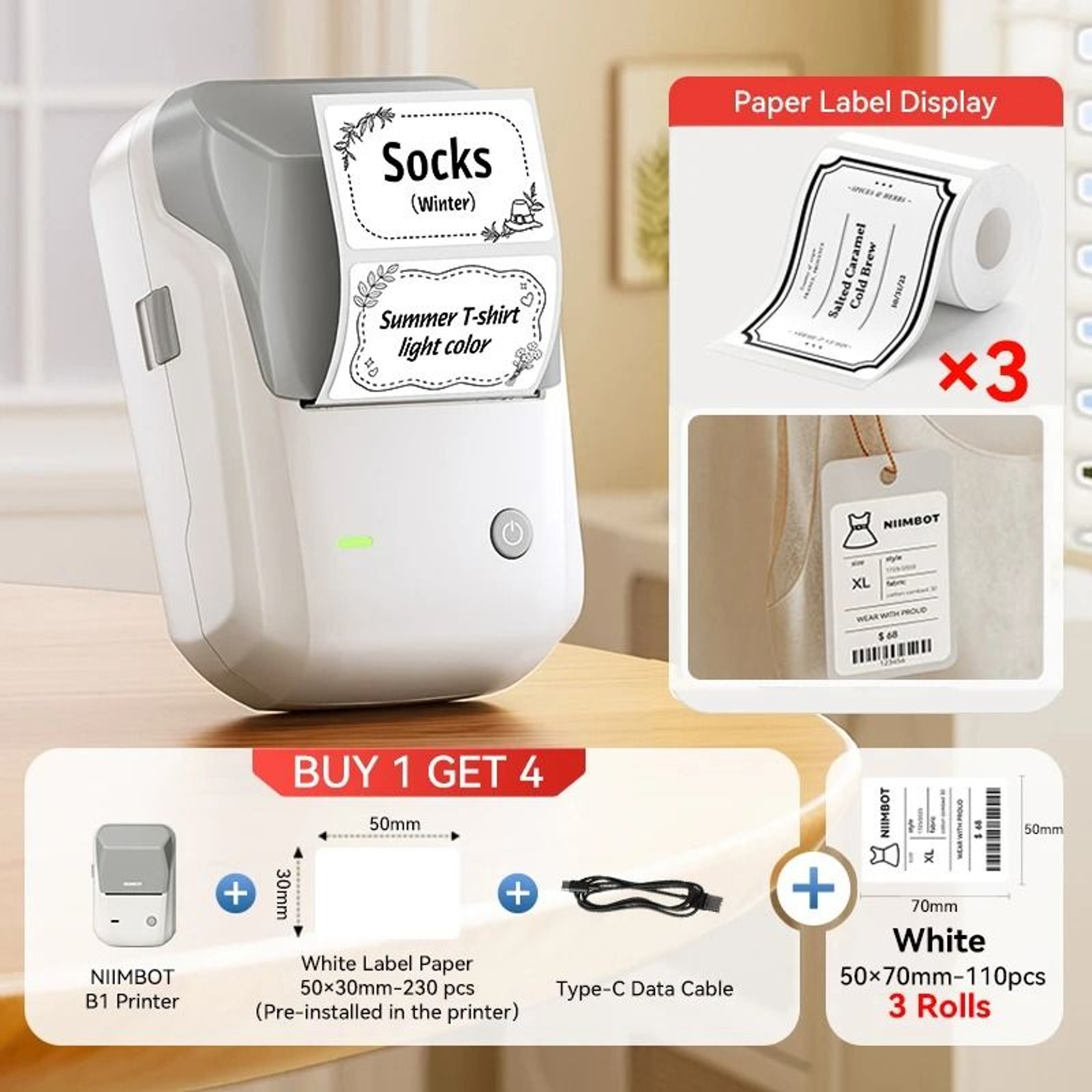NIIMBOT B1 Wireless Thermal Label Printer 2050mm Inkless Price  Barcode Tag Machine For Small Busin 28