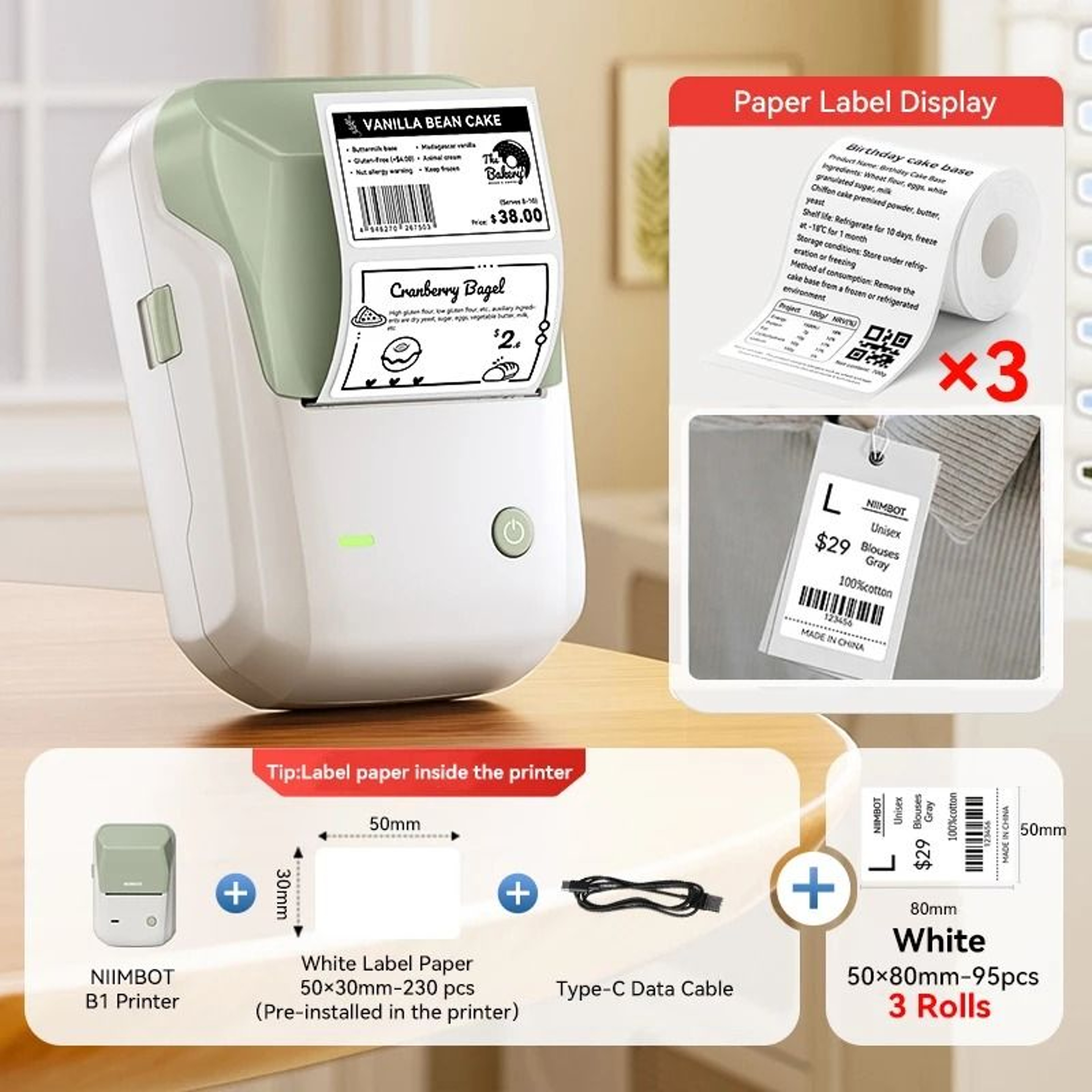 Portable NIIMBOT B1 Wireless Label Maker Thermal Sticker Printer 2050mm For Office Home  Small Busi 23