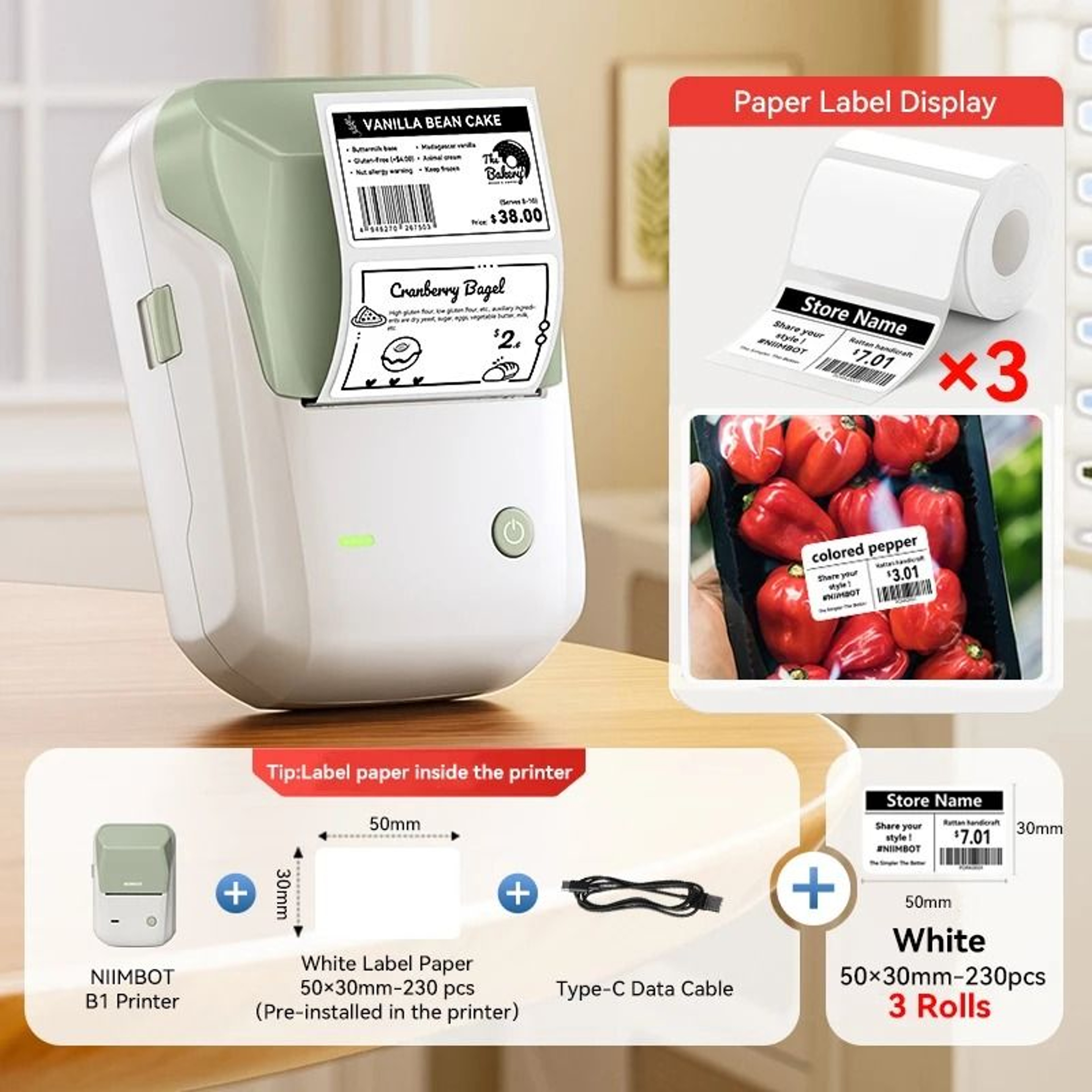 Portable NIIMBOT B1 Wireless Label Maker Thermal Sticker Printer 2050mm For Office Home  Small Busi 21