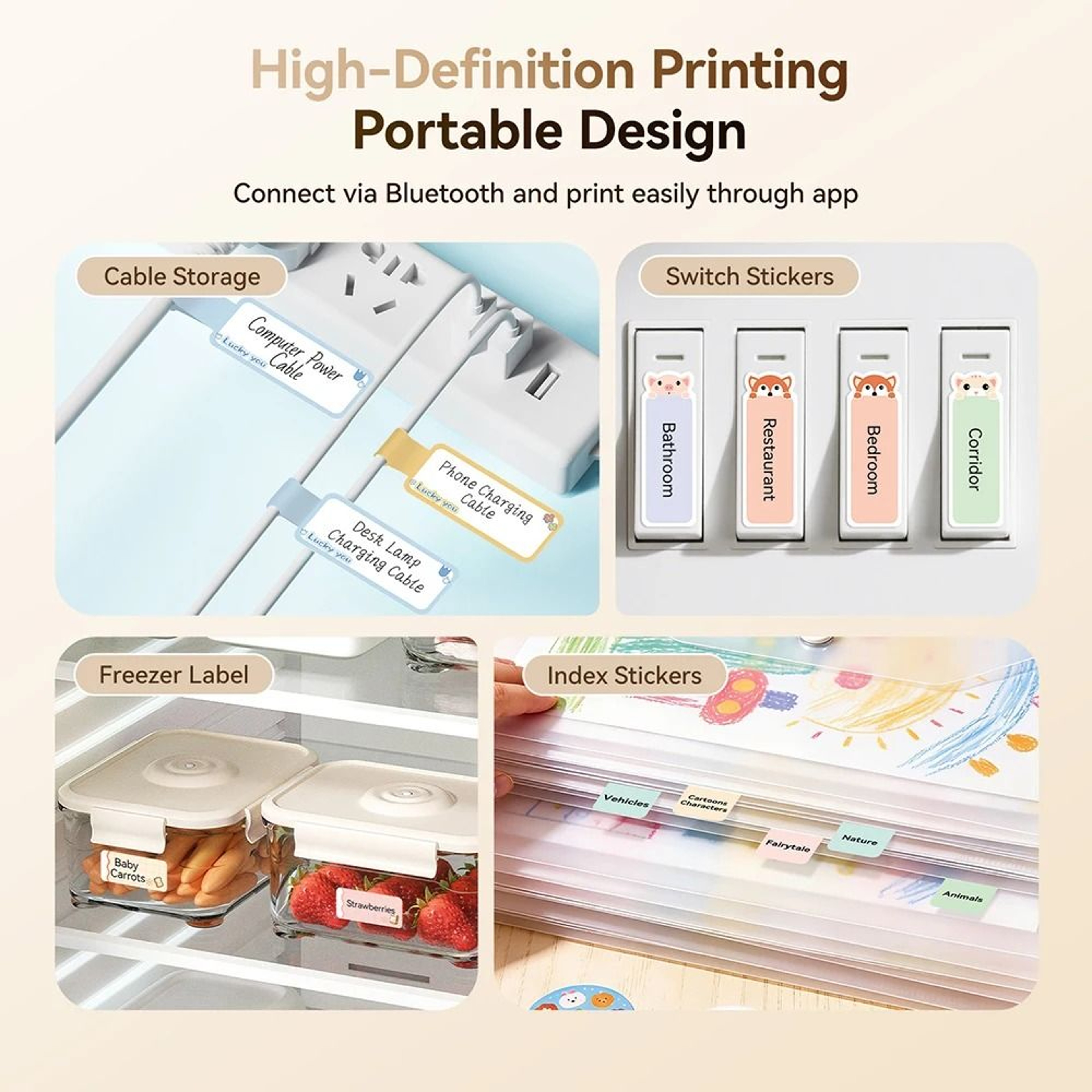 New Version NIIMBOT D11 Portable Thermal Label Printer Wireless Sticker Maker For Home  Office 3