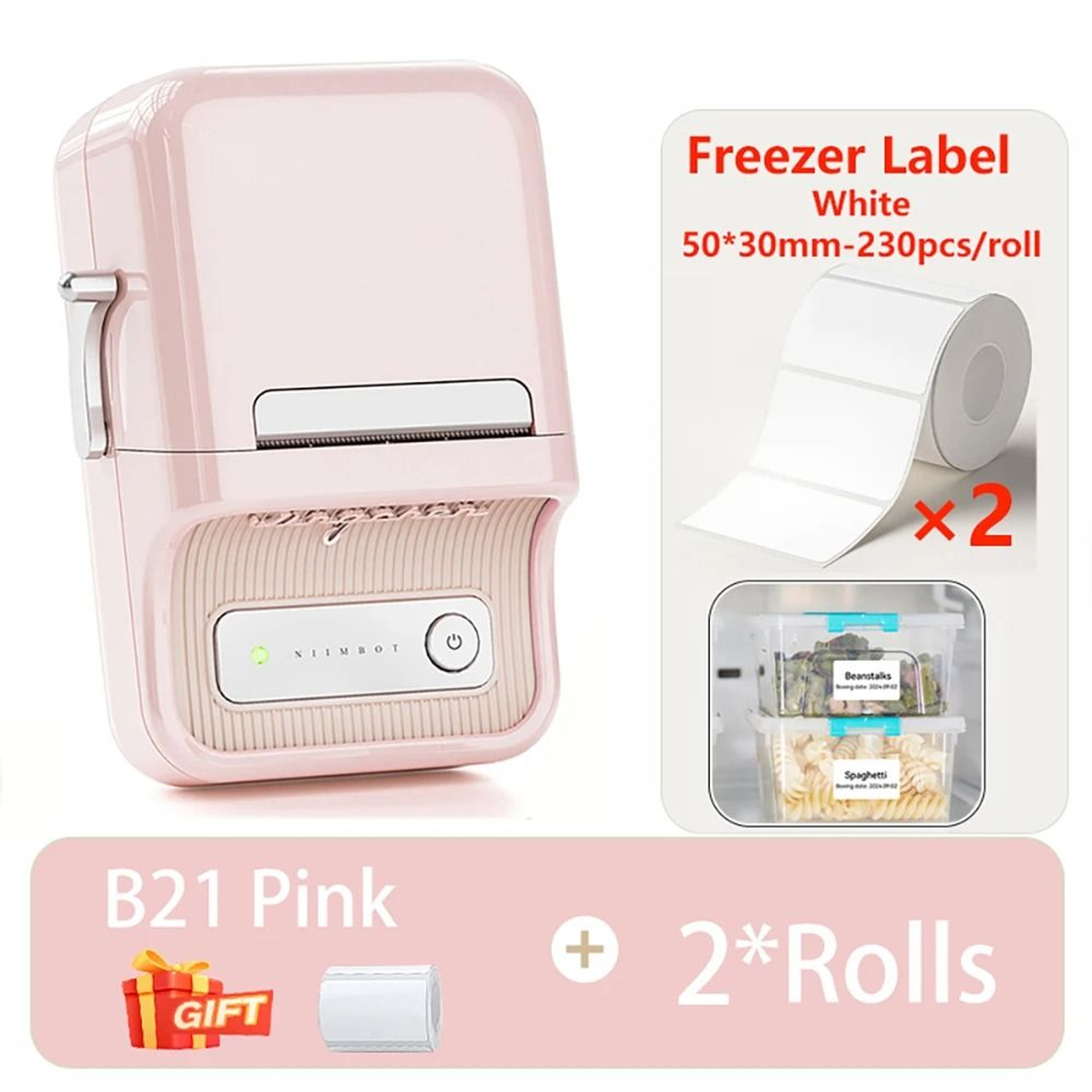 NIIMBOT B21 Wireless Thermal Label Printer 2050mm Pocket Sticker Maker With Freezer Labels For Home 22