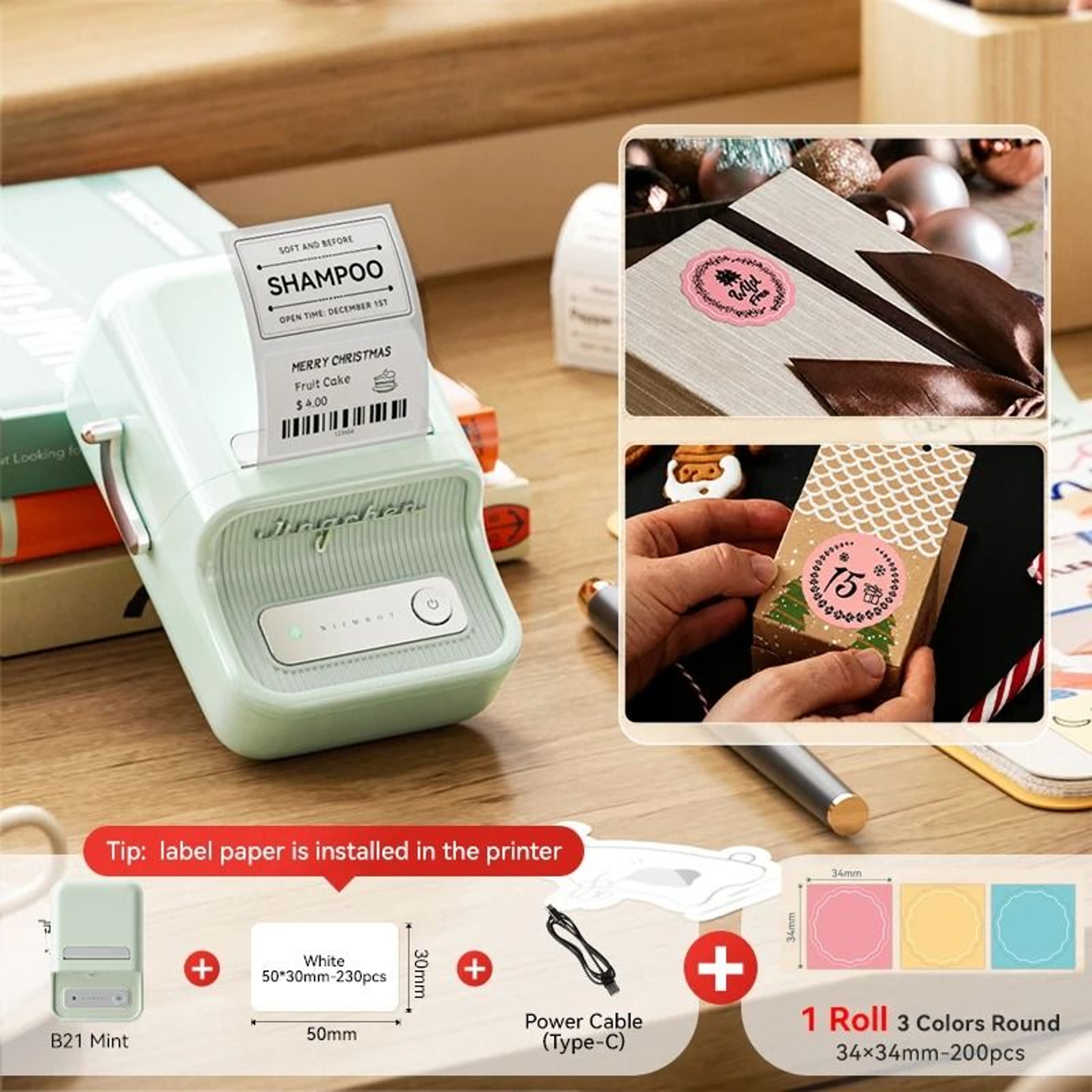 NIIMBOT Portable Home Wireless Thermal Label Printer 2050mm Width Inkless Sticker Maker For Phone   15