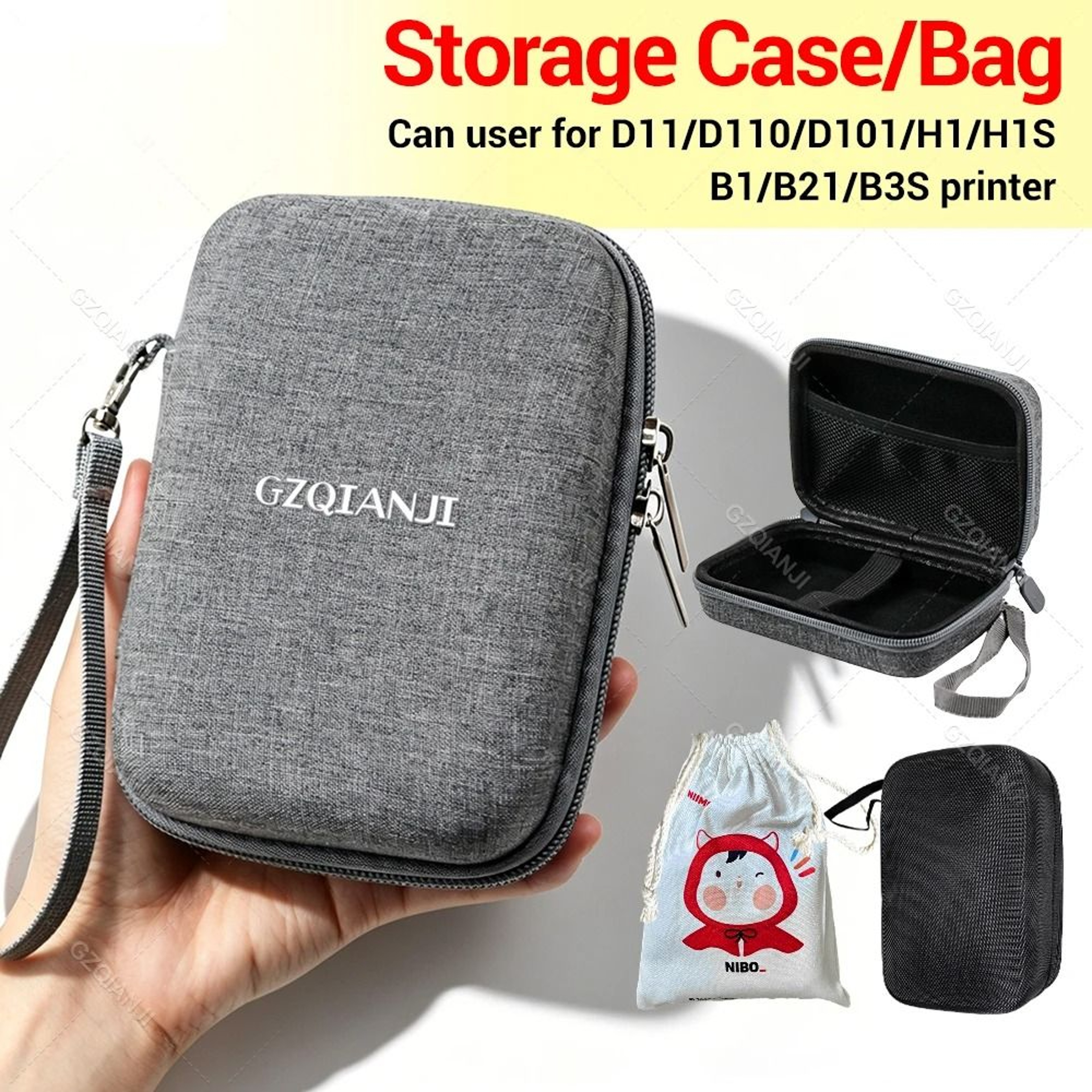 Protective Travel Storage Bag Case In Gray  Black For NIIMBOT D11 D101 D110 B1 B21  B203 Printers 0