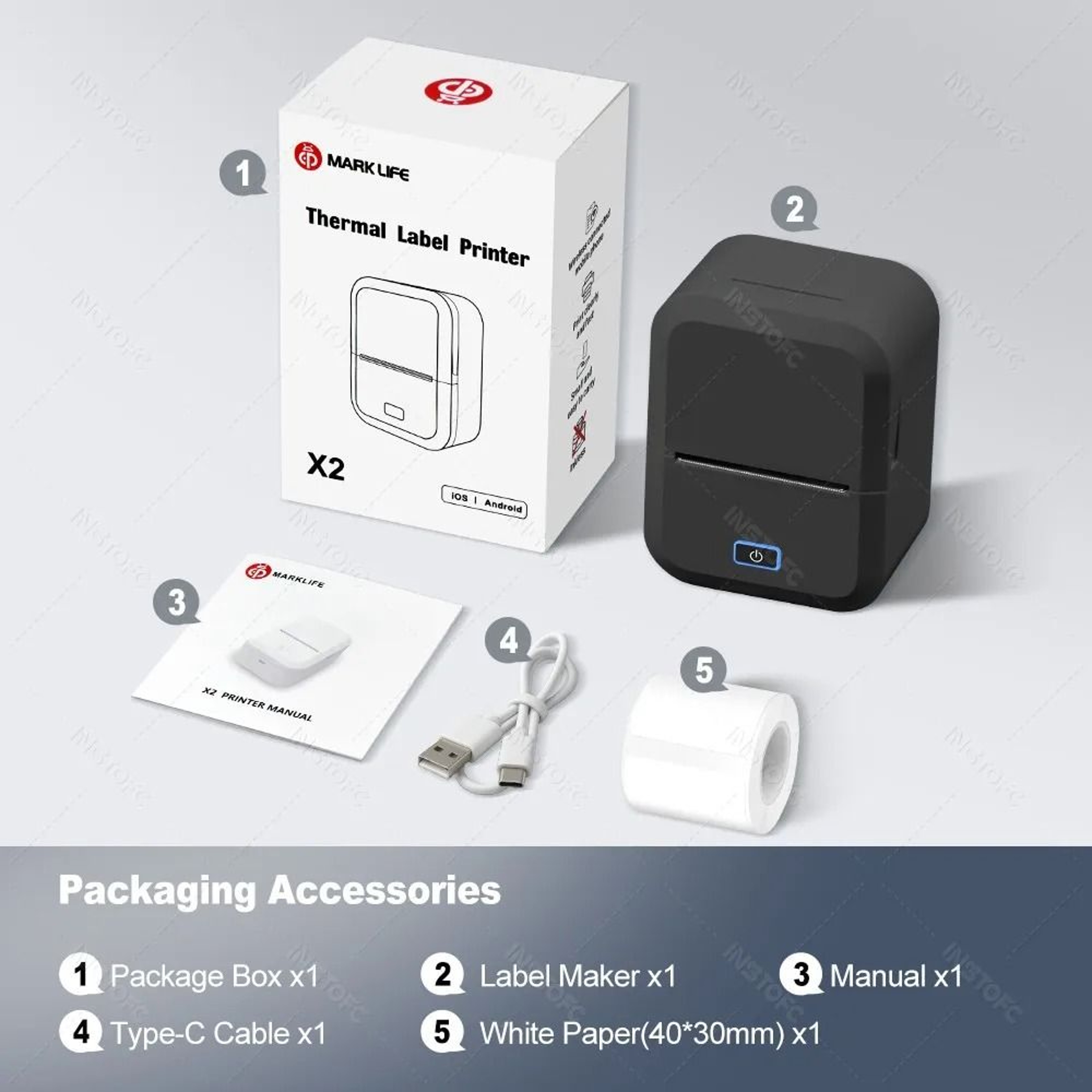 Marklife X2 Portable Thermal Printer Mini Wireless Pocket Sticker Labeling Machine Inkless Maker 5