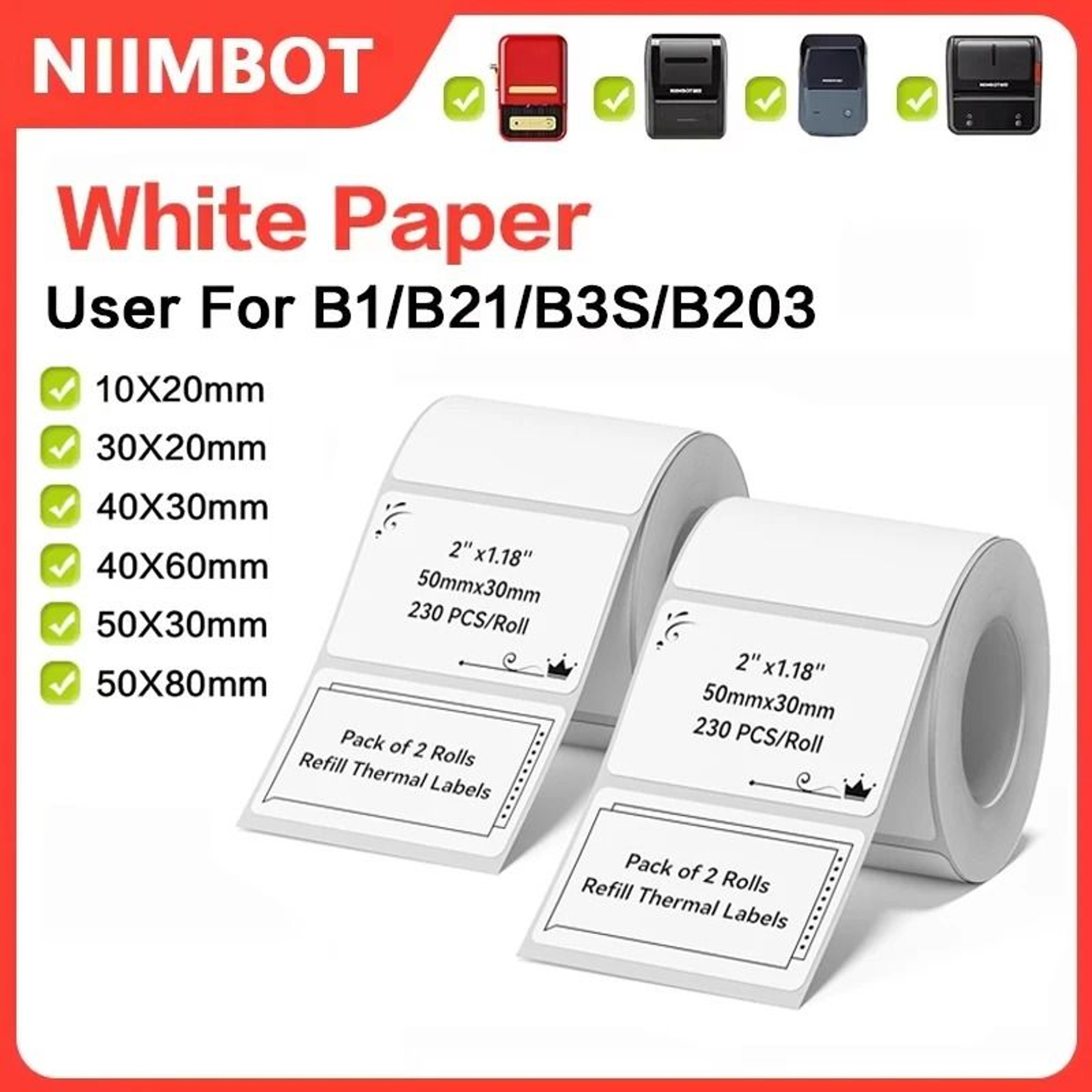 NIIMBOT B1 B21  B3S SelfAdhesive Thermal Label Rolls Waterproof Name Tag  Stationery Marking Sticke 0