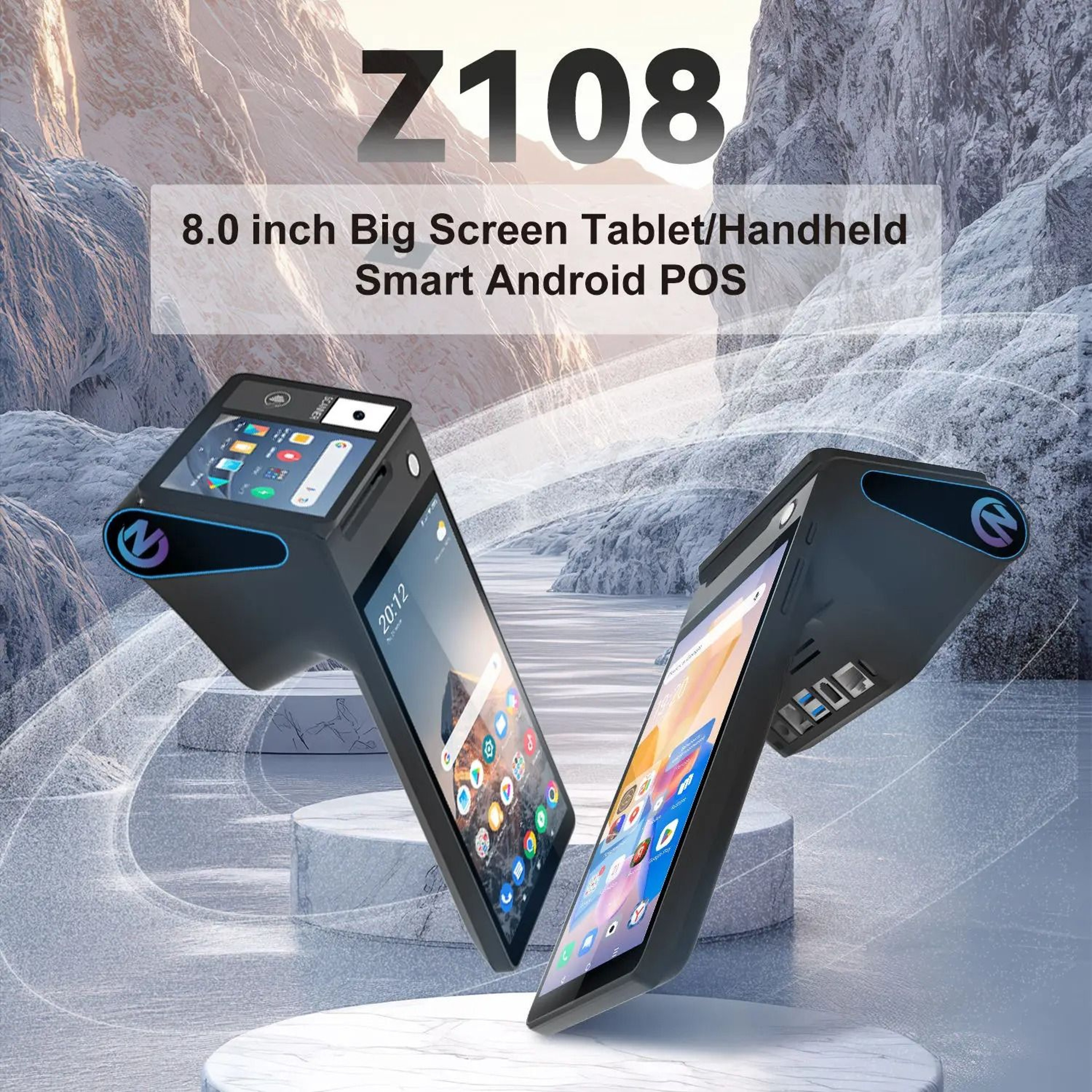 Z108 Android 14 DualScreen Desktop POS Cash Register 8 Inch Touch Screen NFC 5880mm Thermal Printer 0