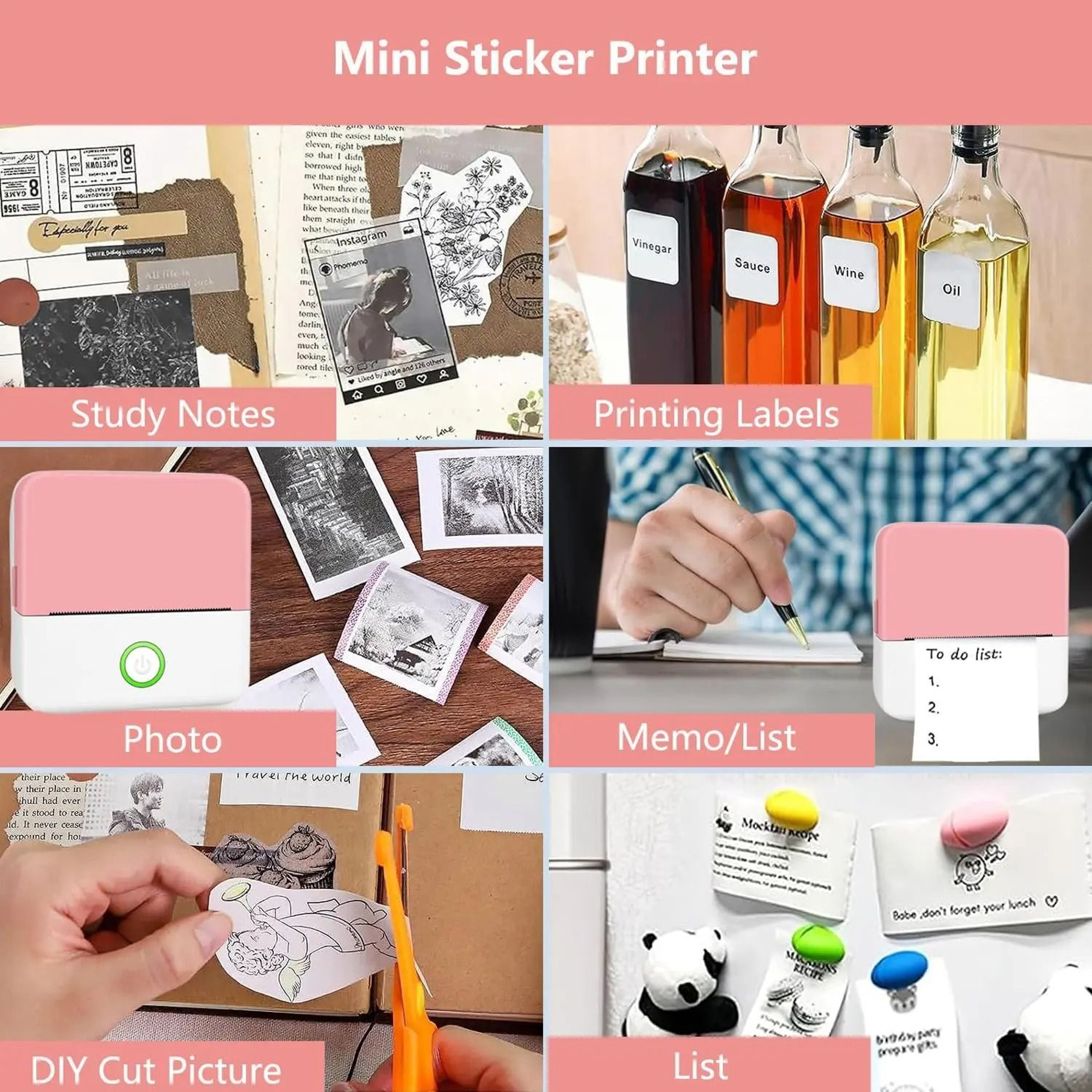 Mini Portable Bluetooth Pocket Thermal Sticker Printer Inkless Receipt  Photo Journal Note Maker 2
