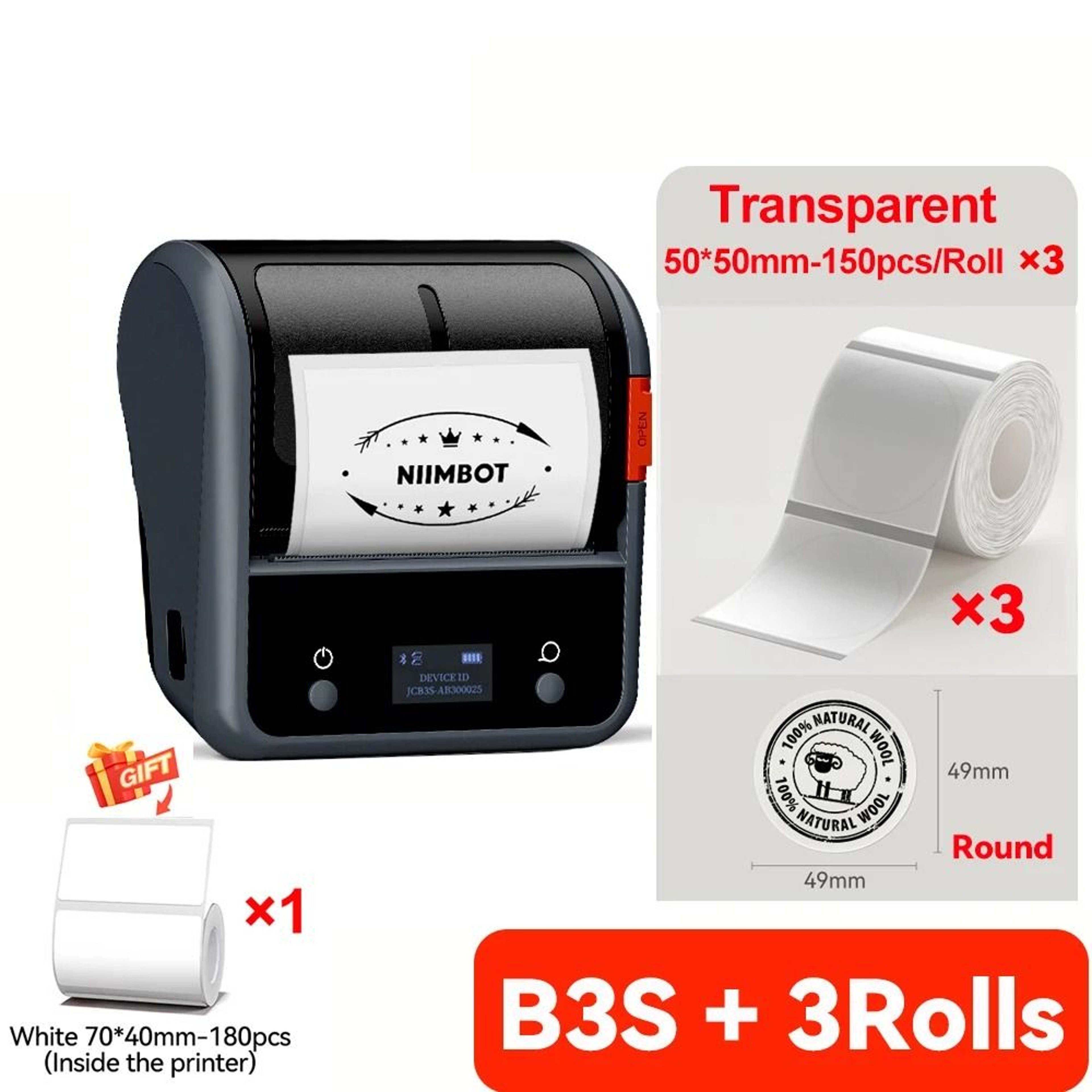 NIIMBOT B3S Wireless Thermal Label Printer 3 Inch Business Jewelry Barcode Sticker Maker For Phone  16