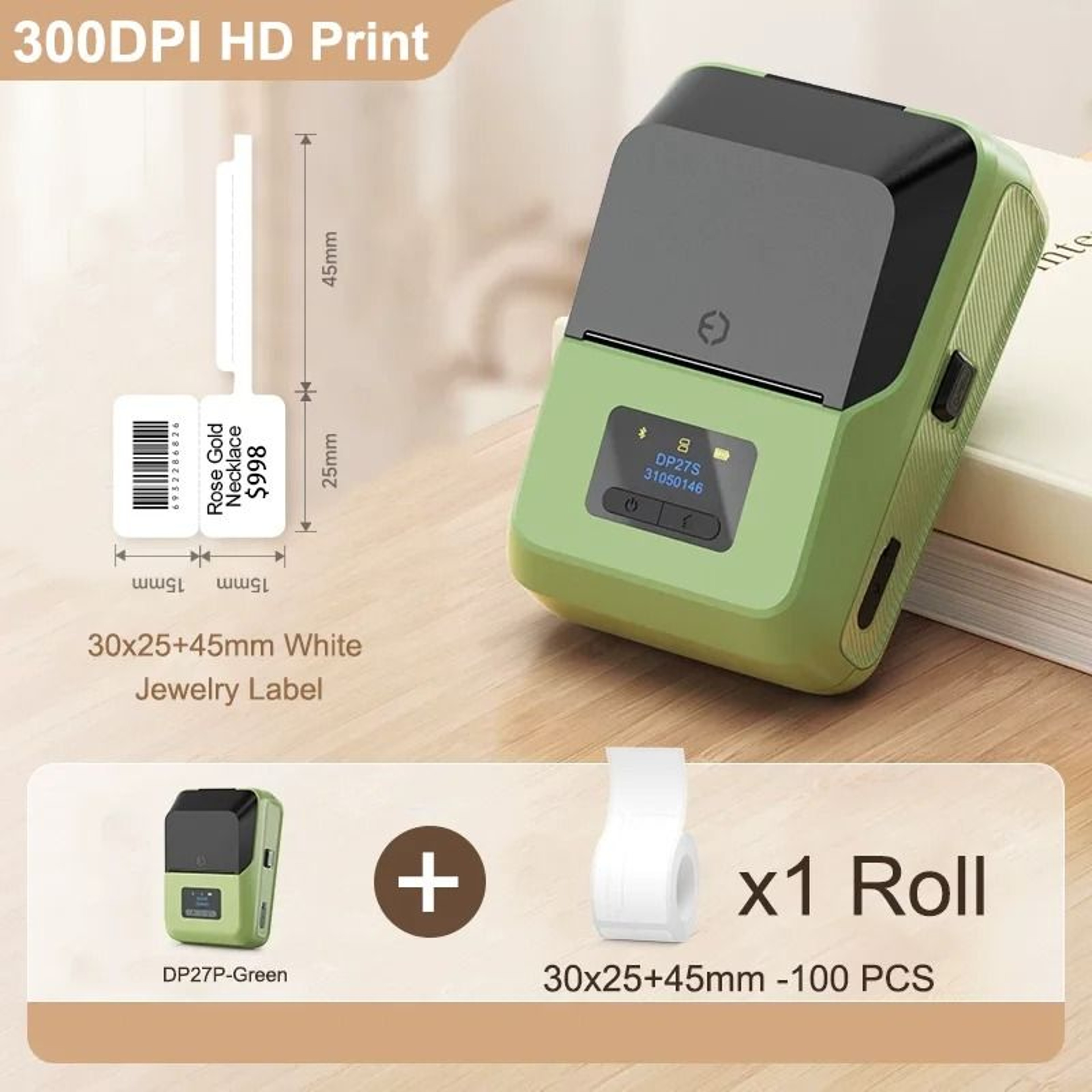 DETONGER DP27P 300 DPI HD Wireless Thermal Label Printer Inkless Sticker Maker For Jewelry Cable Ta 14