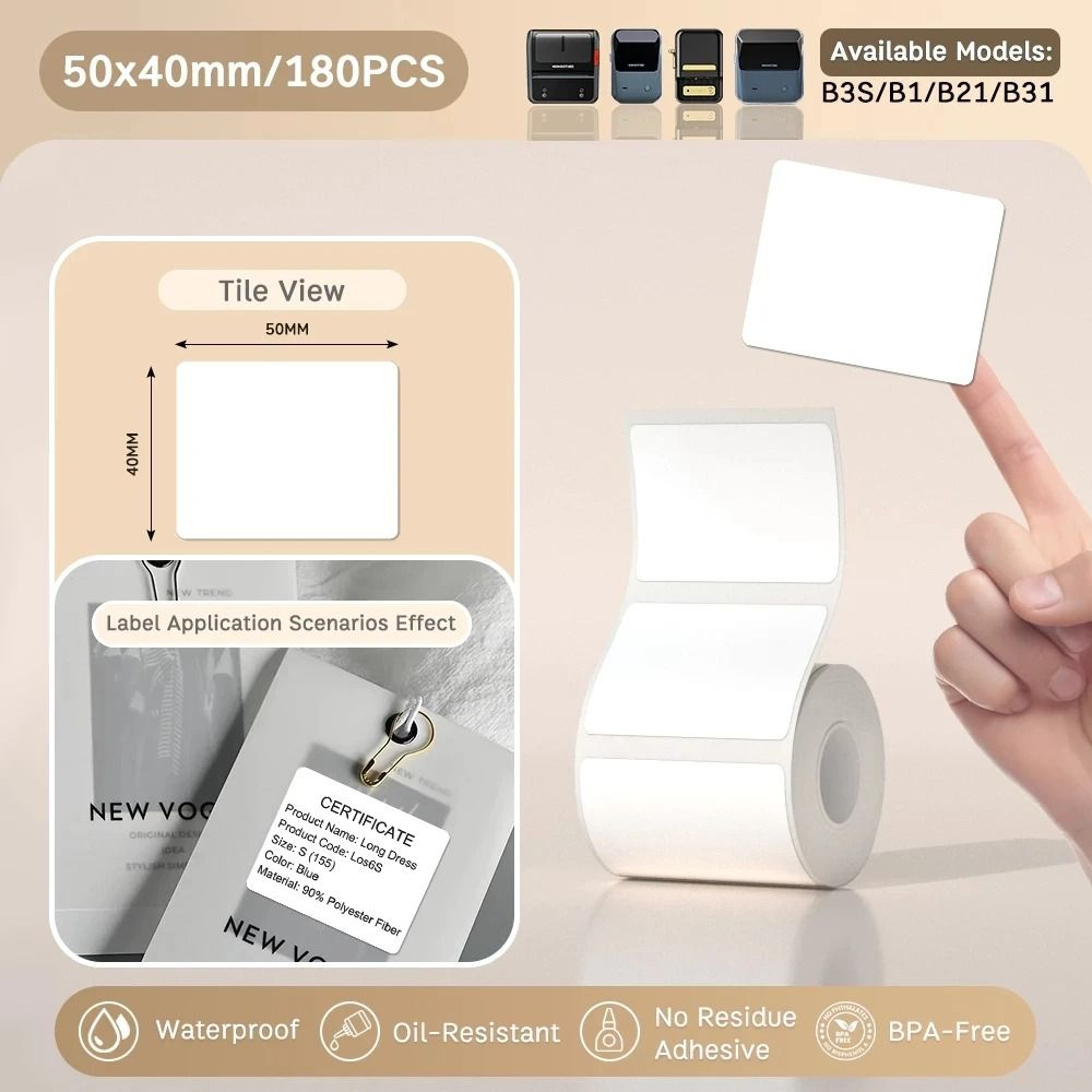 NIIMBOT Full White Series SelfAdhesive Thermal Label Rolls 2050mm For NIIMBOT B21 B1  B3S Printers 17