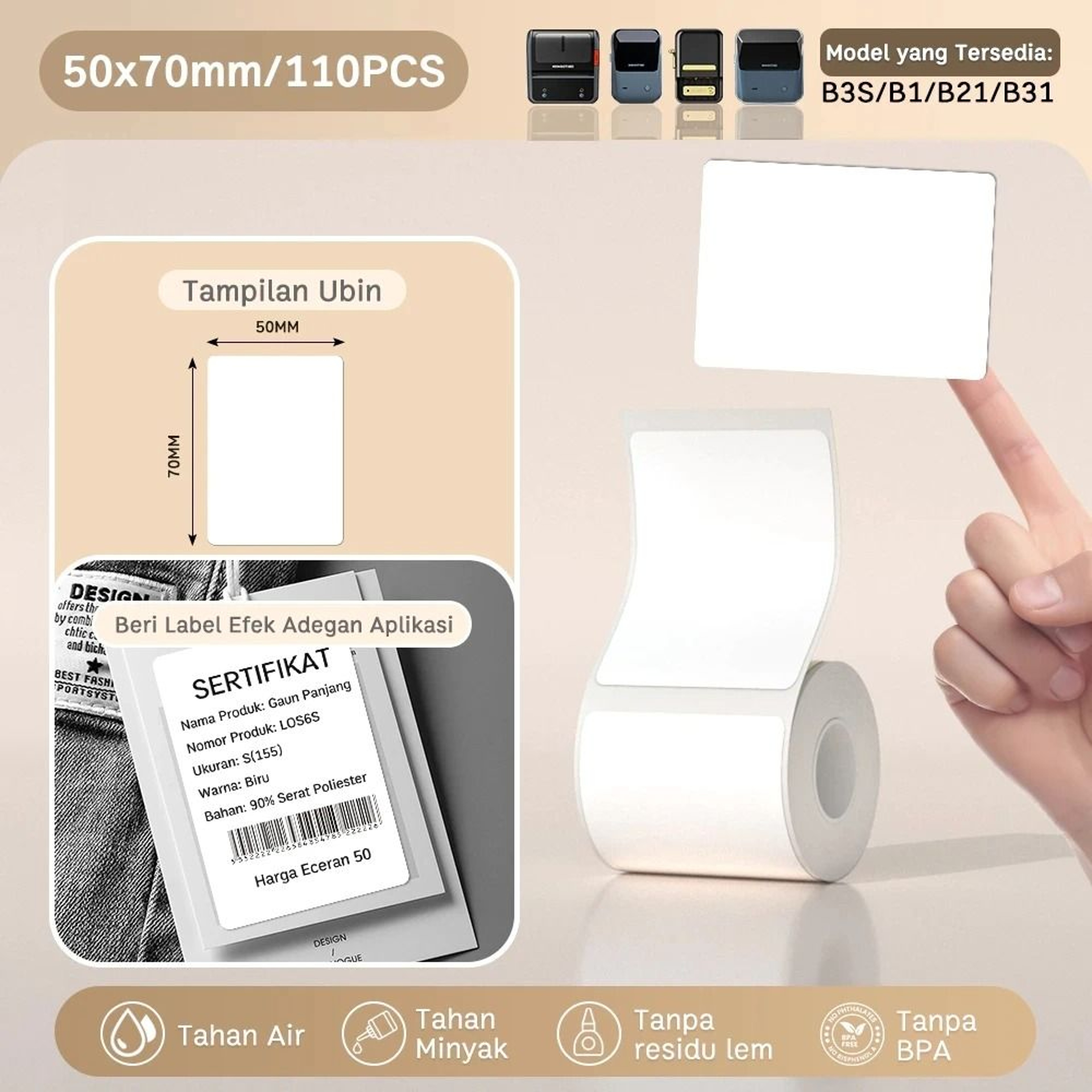 NIIMBOT Full White Series SelfAdhesive Thermal Label Rolls 2050mm For NIIMBOT B21 B1  B3S Printers 12