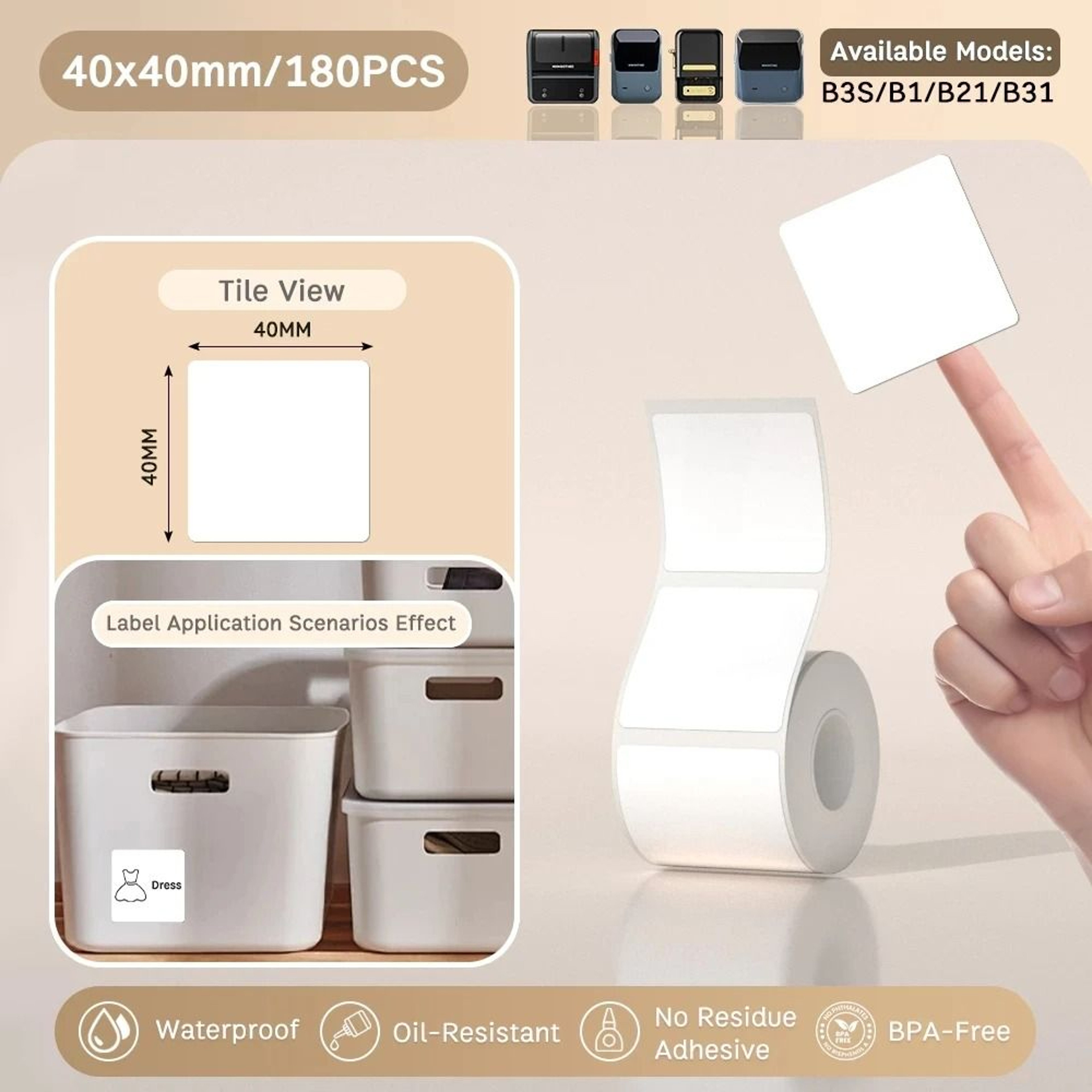 NIIMBOT Full White Series SelfAdhesive Thermal Label Rolls 2050mm For NIIMBOT B21 B1  B3S Printers 21