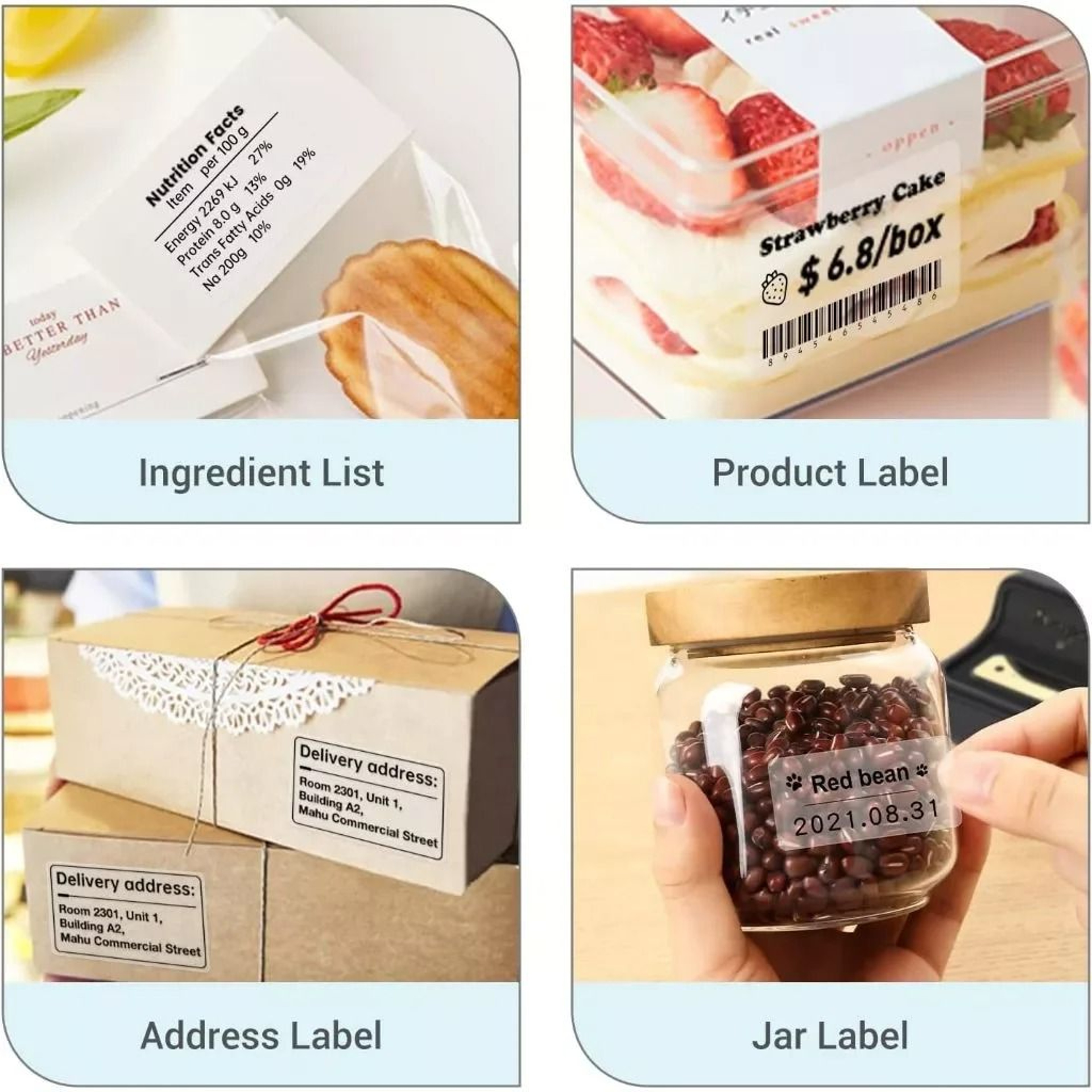 NIIMBOT Transparent Circle  Square Thermal Label Paper Rolls Waterproof Sticker Media For B21 B1  B 4