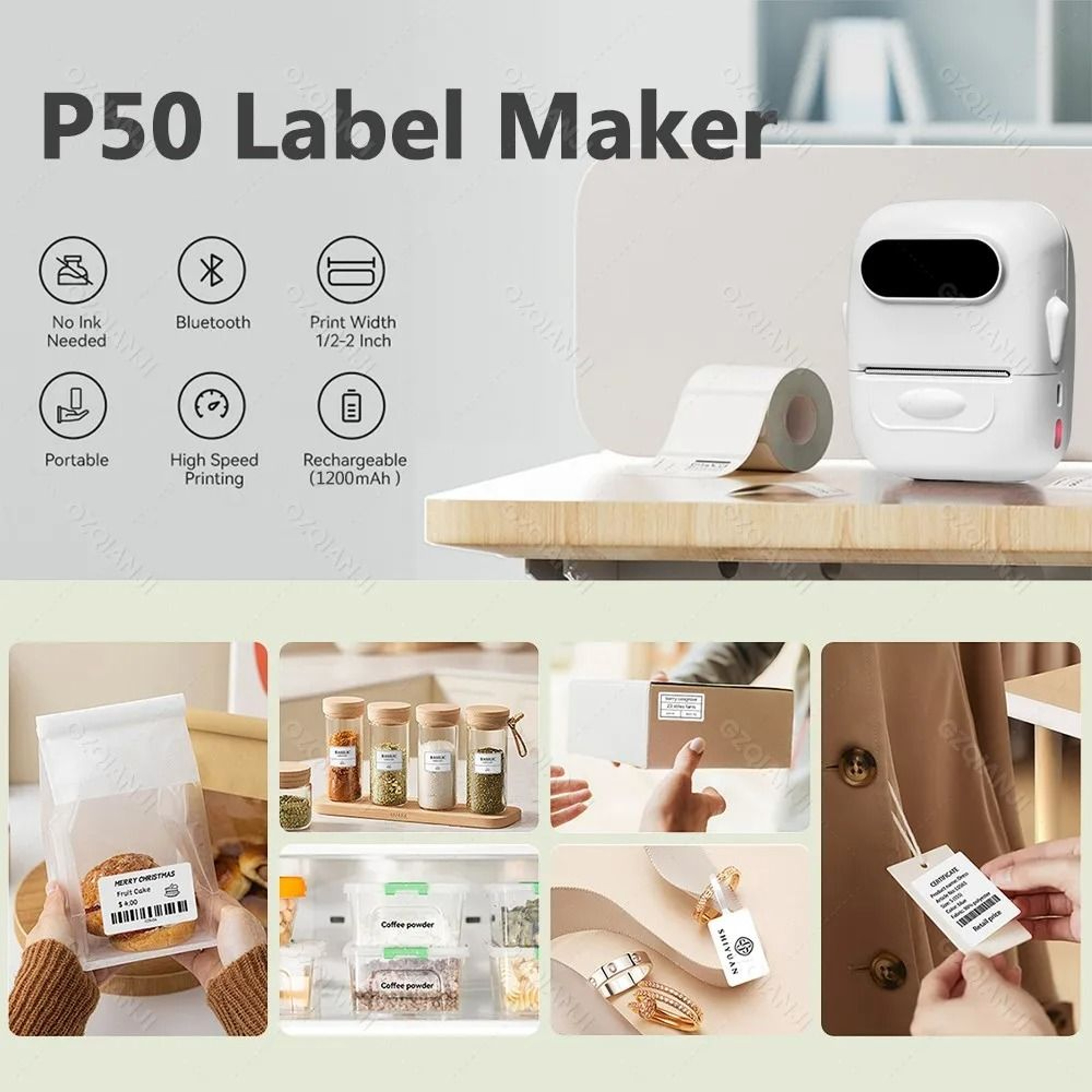 Marklife X2 P50 Portable 2 Inch Thermal Label Printer Wireless Bluetooth Sticker Maker 1