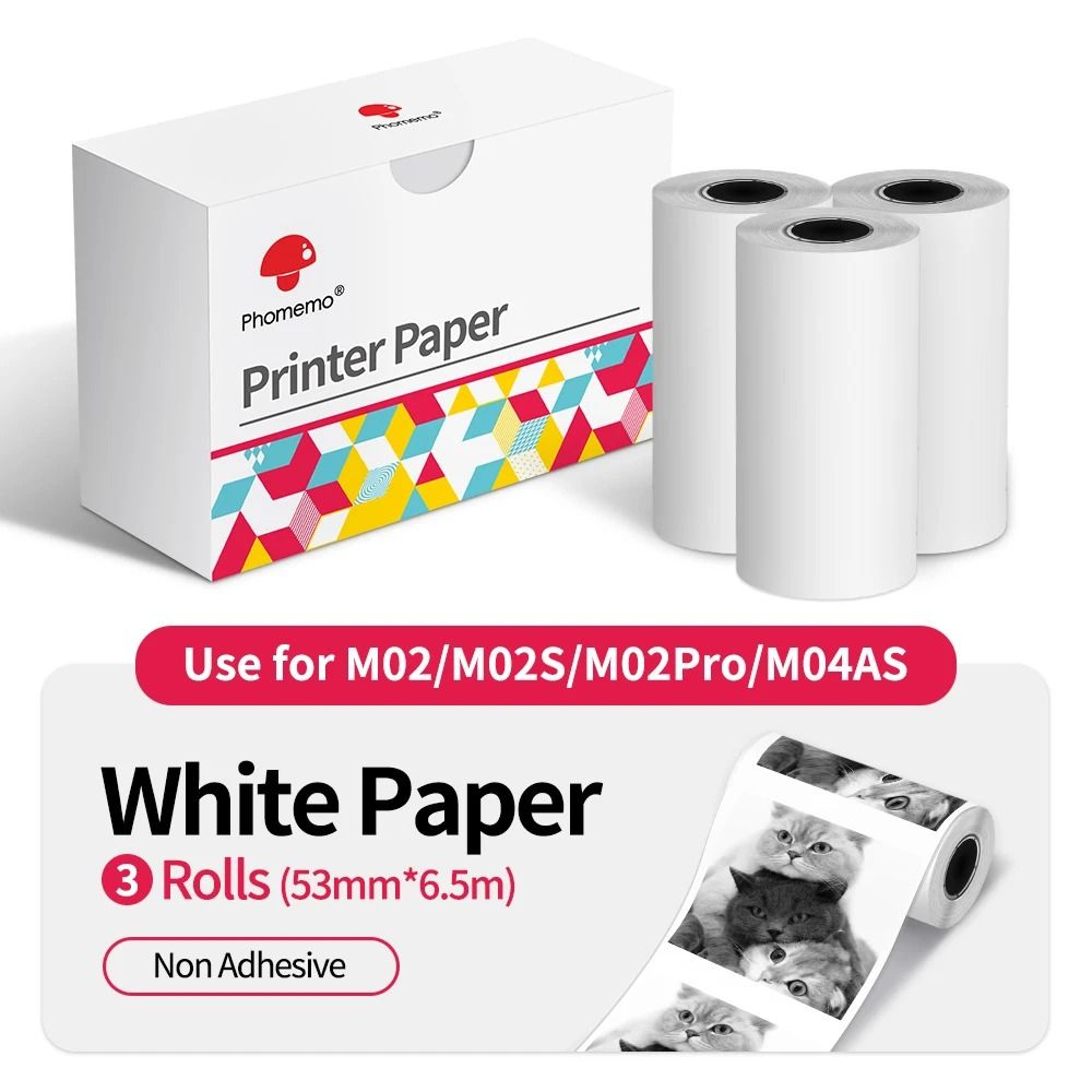 Phomemo M02 Series Thermal Sticker Paper 3 Rolls Compatible With M02 M02S  M02 Pro Printers 6