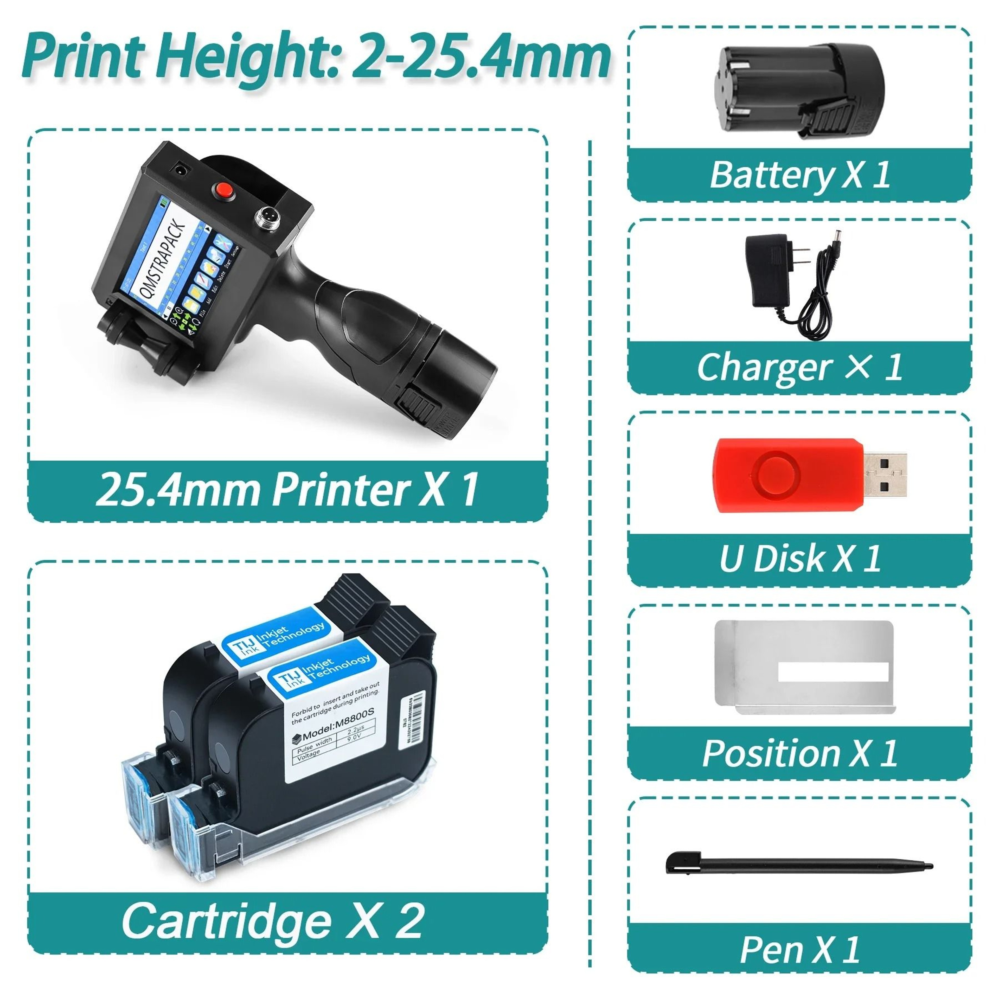 NonEncrypted Handheld Inkjet Printer Gun 127mm TIJ Coder With QuickDrying Ink 8