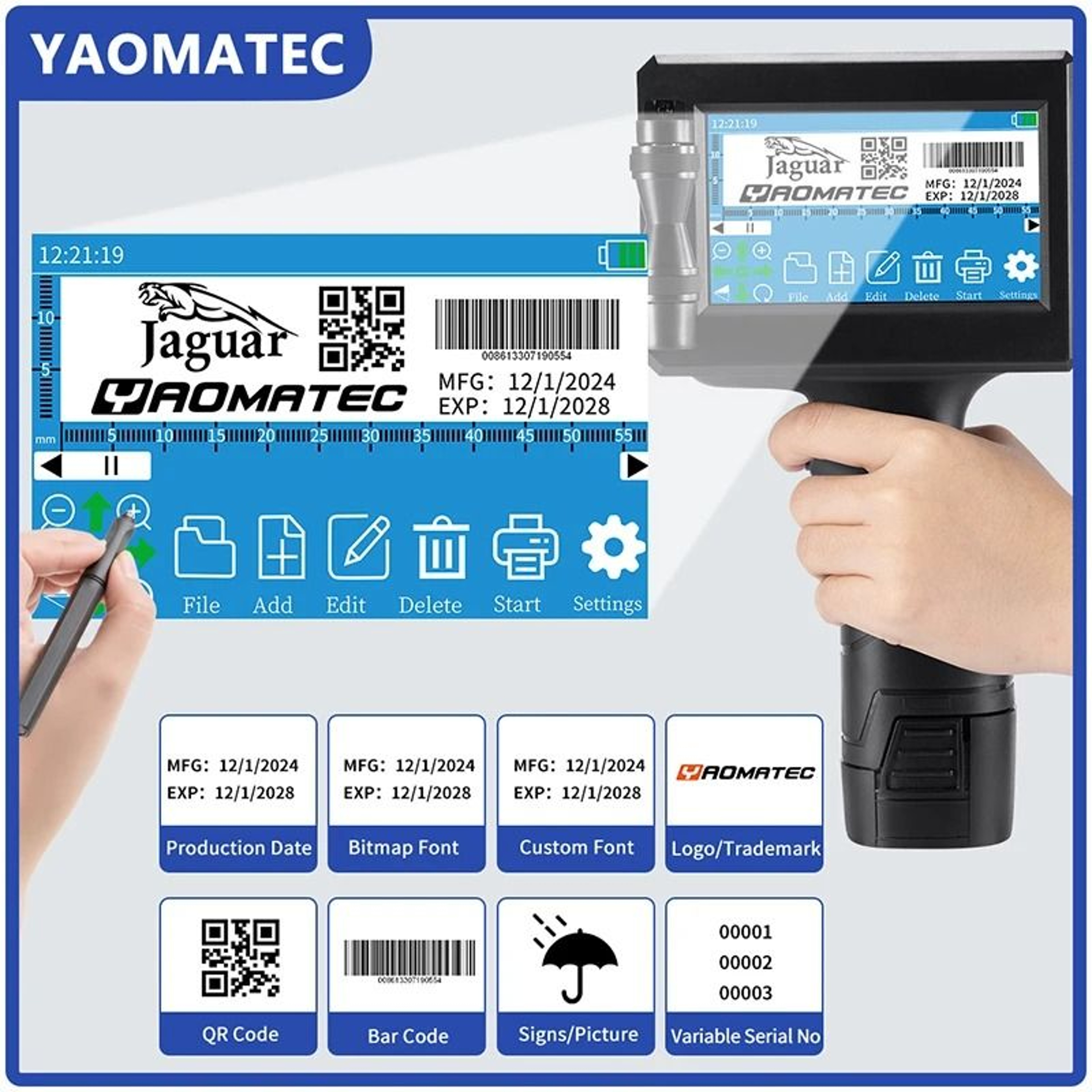 S1730 28 Language Handheld Thermal Inkjet Printer For Plastic Carton Date  Logo Coding 3