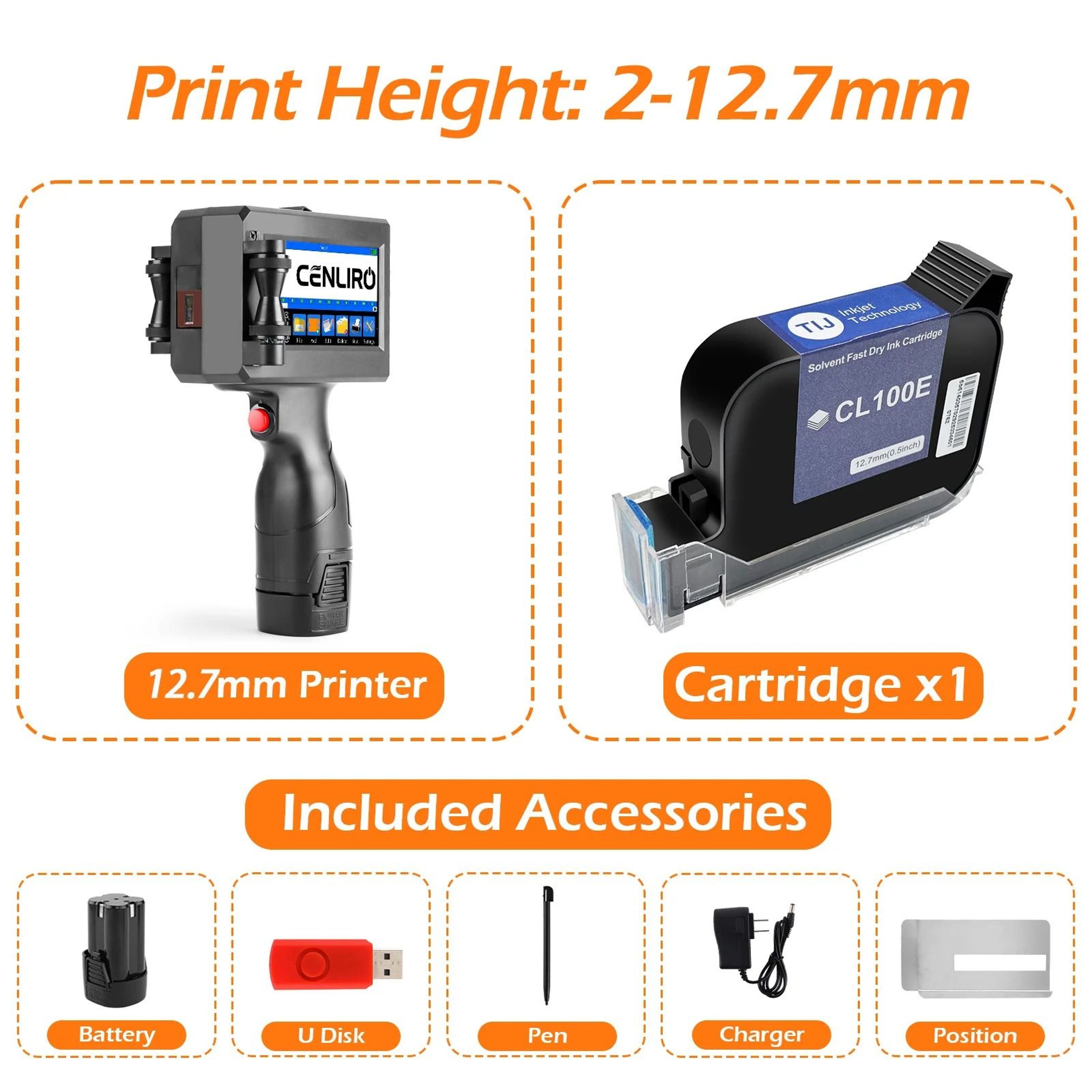 Cenliro CL20B 254mm TIJ Handheld Inkjet Printer Portable Coding Machine For Expiry Date  QR Code 11