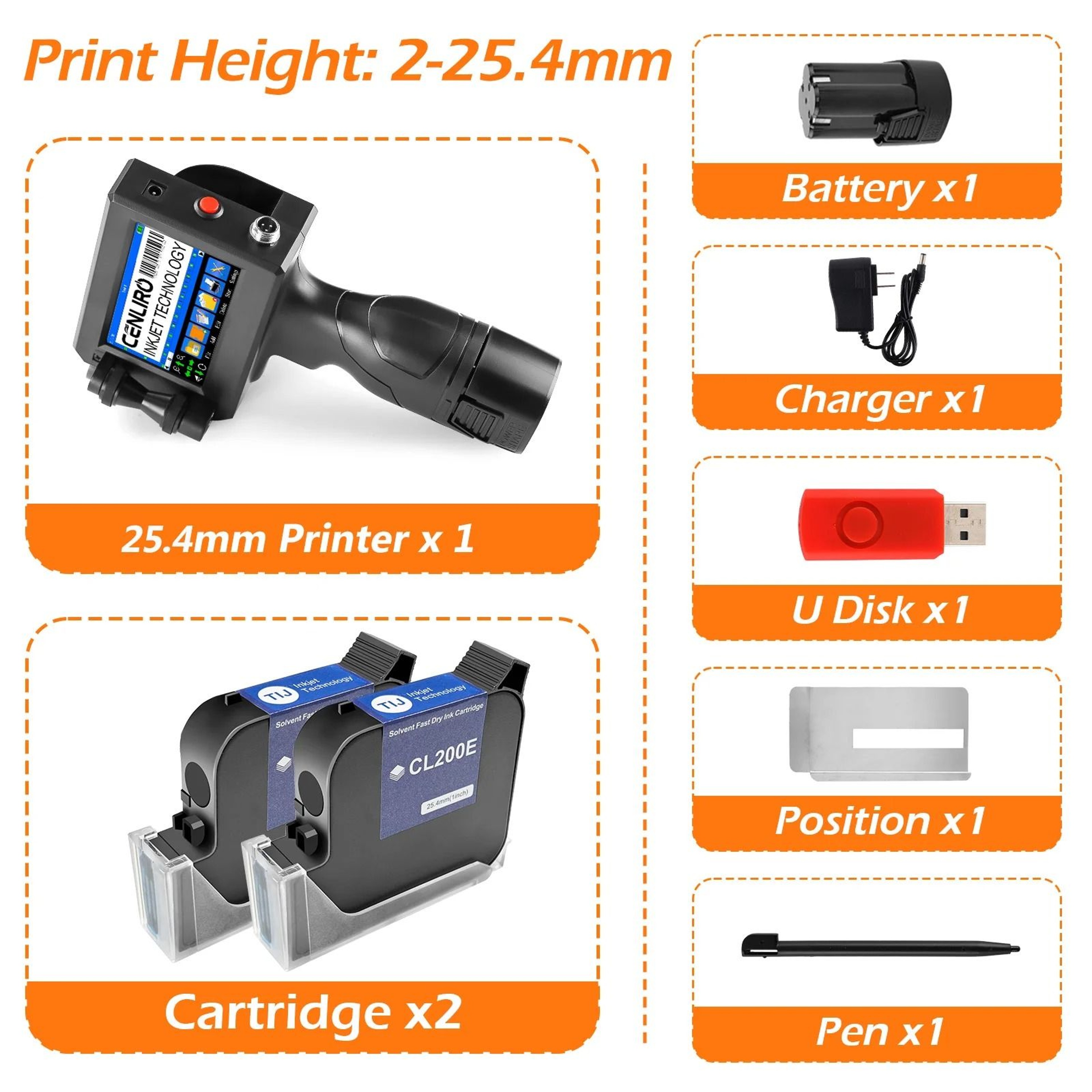 Cenliro CL20B 254mm TIJ Handheld Inkjet Printer Portable Coding Machine For Expiry Date  QR Code 8